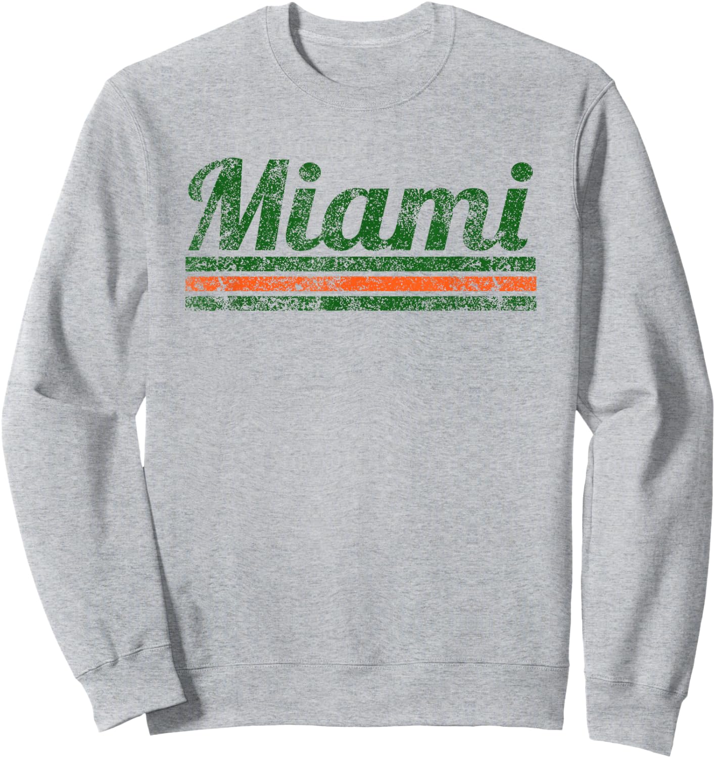 Miami Florida Retro Vintage Weathered Stripe Throwback Sweatshirt - Sweatshirt | Ash