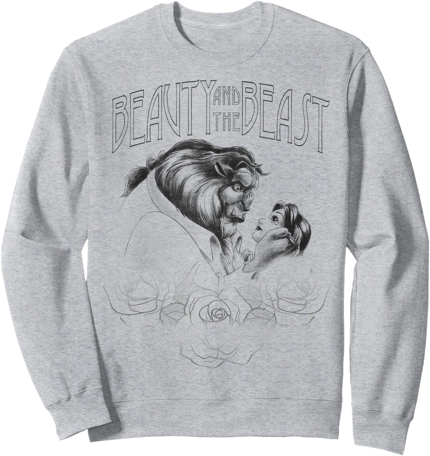 Disney Beauty and the Beast Belle and Beast Line Art Sketch Sweatshirt - Sweatshirt | Ash