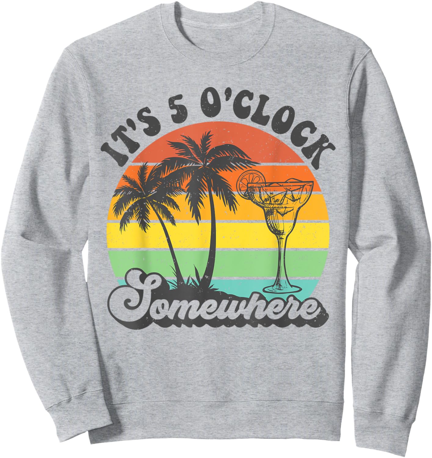 It's 5 O'clock Somewhere Coconut Tree Funny Summer Beach Women Sweatshirt - Sweatshirt | Ash