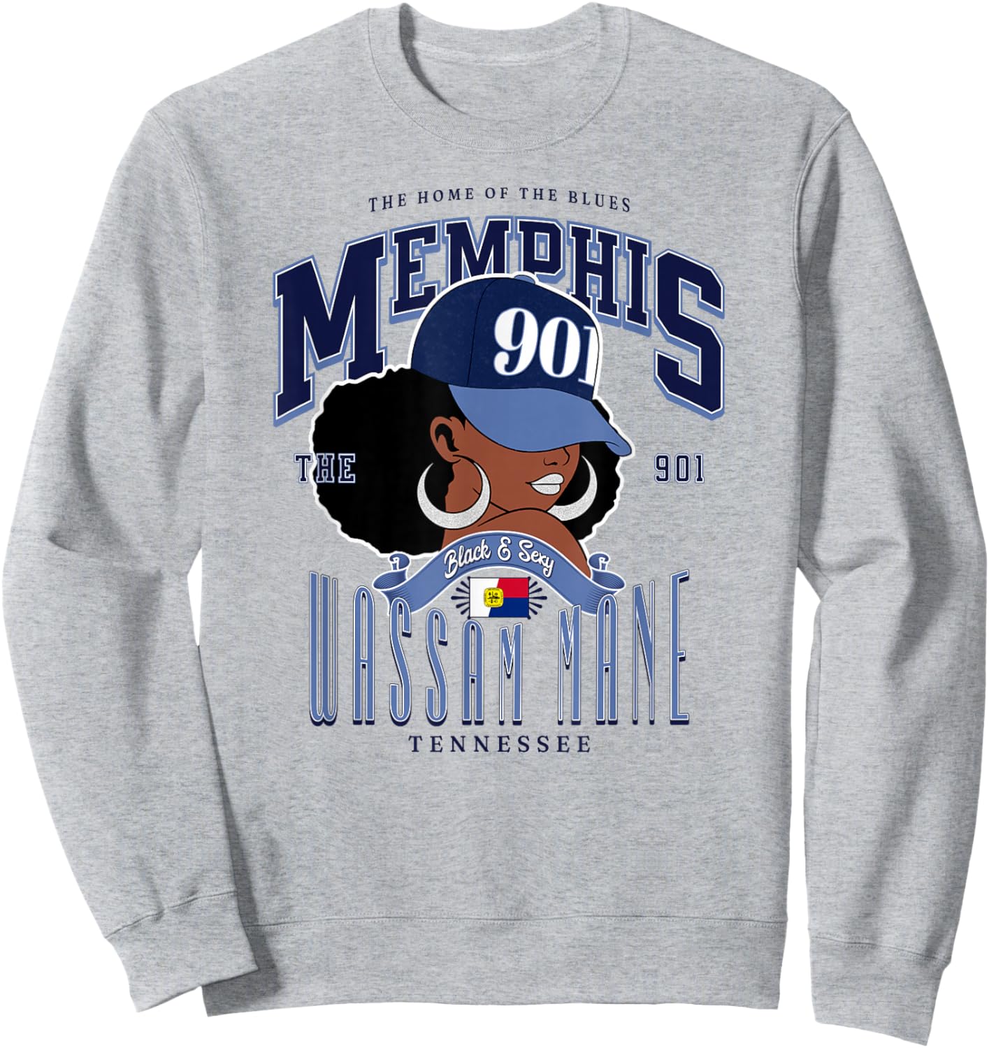 901 Area Code Memphis TN Unapologetically Melanated Sweatshirt - Sweatshirt | Ash