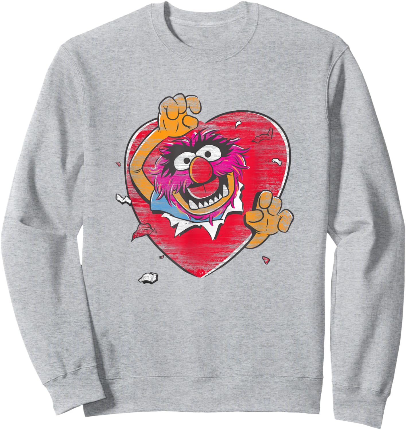 Disney The Muppets Valentine's Day Animal Big Heart Poster Sweatshirt - Sweatshirt | Ash