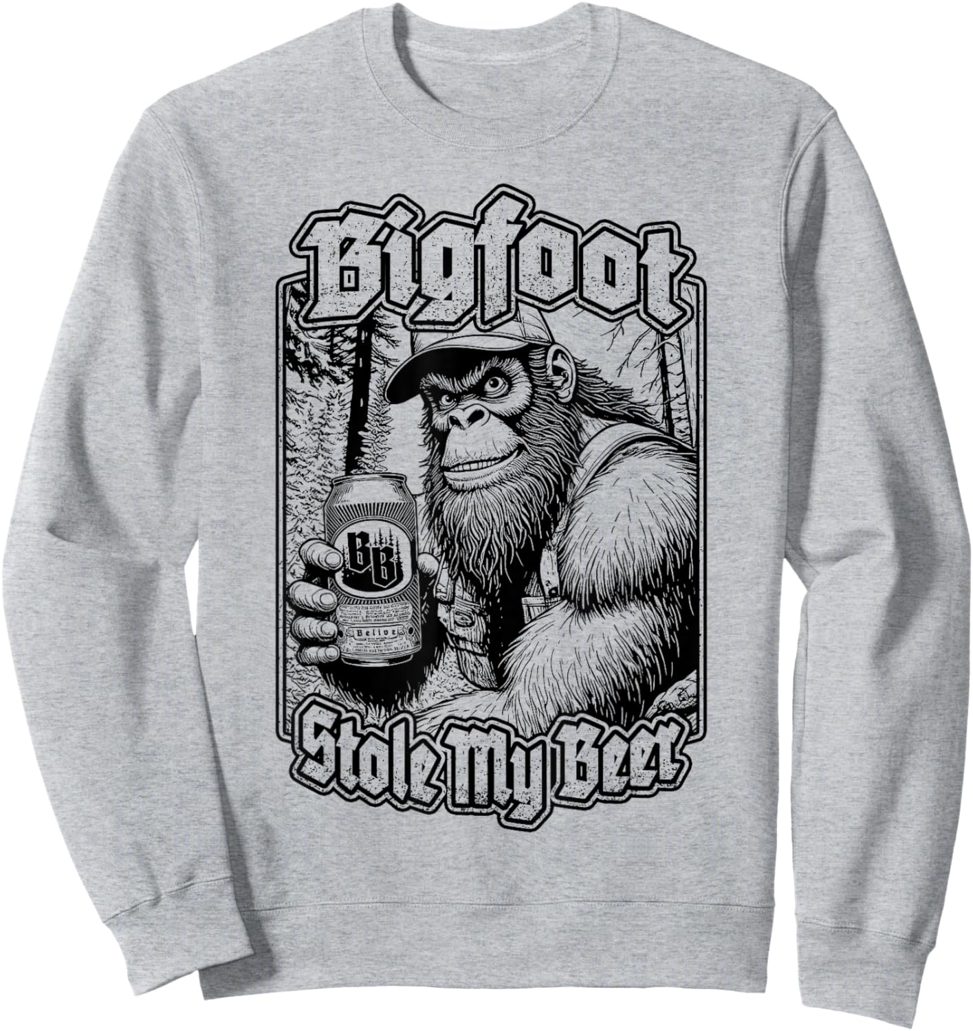 Bigfoot Stole My Beer Lover Funny Sasquatch Redneck Beers Sweatshirt - Sweatshirt | Ash