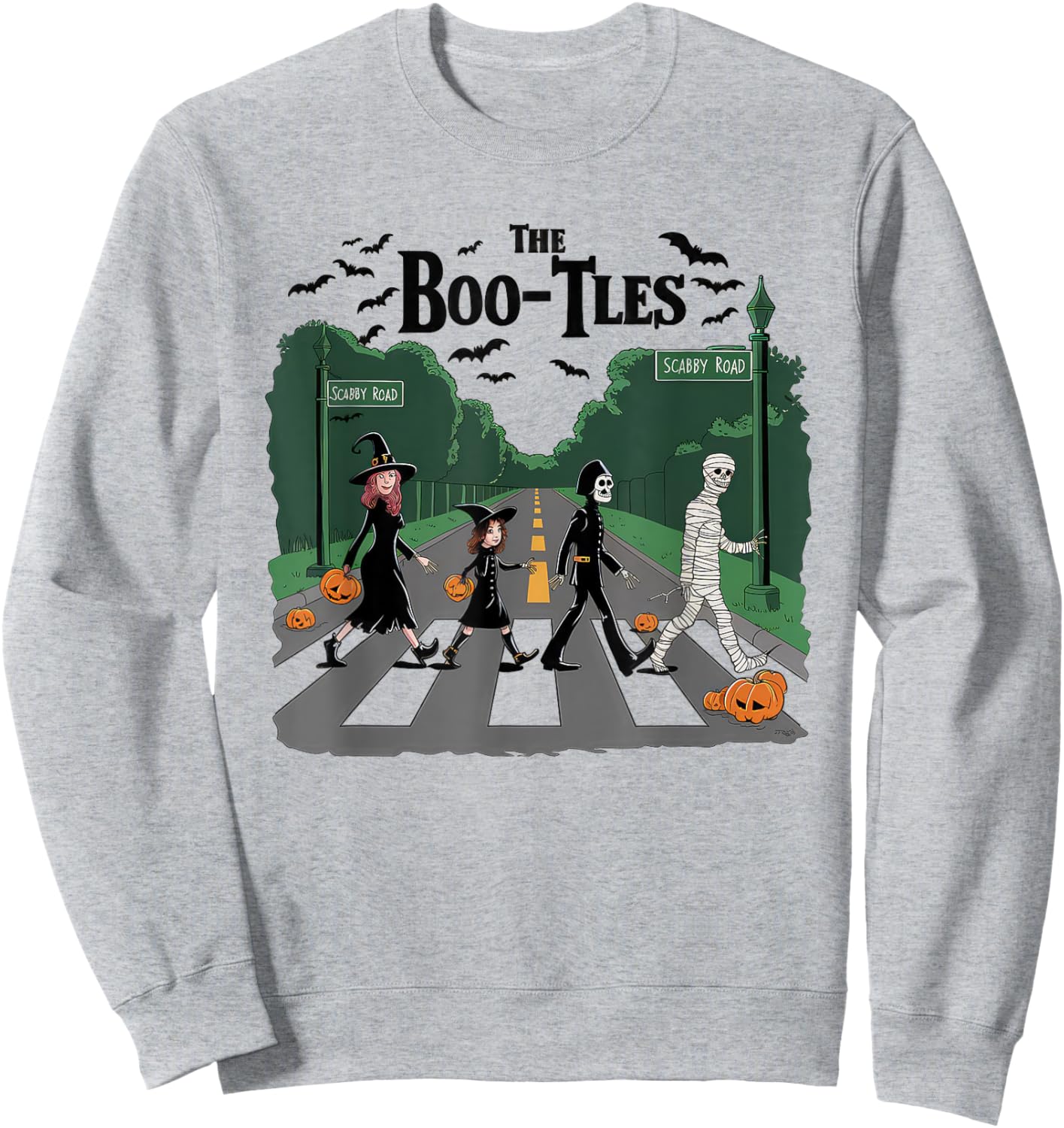 The Boo-tles Scabby Road Funny Band Parody Halloween Sweatshirt - Sweatshirt | Ash