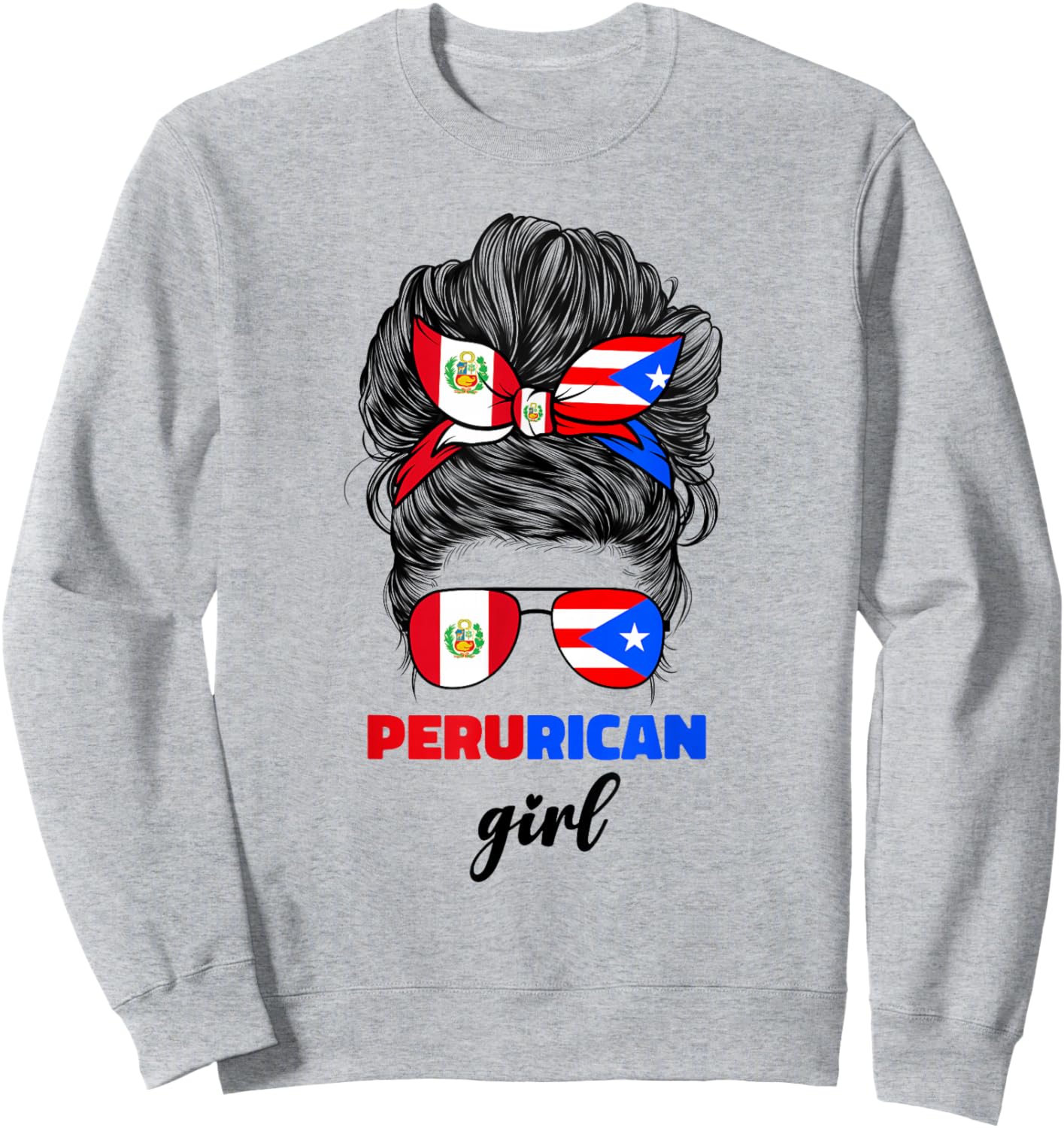 Half Peruvian And Puerto Rican Rico Peru Flag Girl Women Mix Sweatshirt - Sweatshirt | Ash