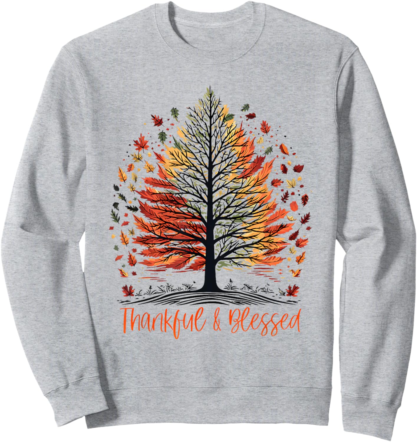 Thankful Blessed Autumn Tree Sweatshirt - Sweatshirt | Ash