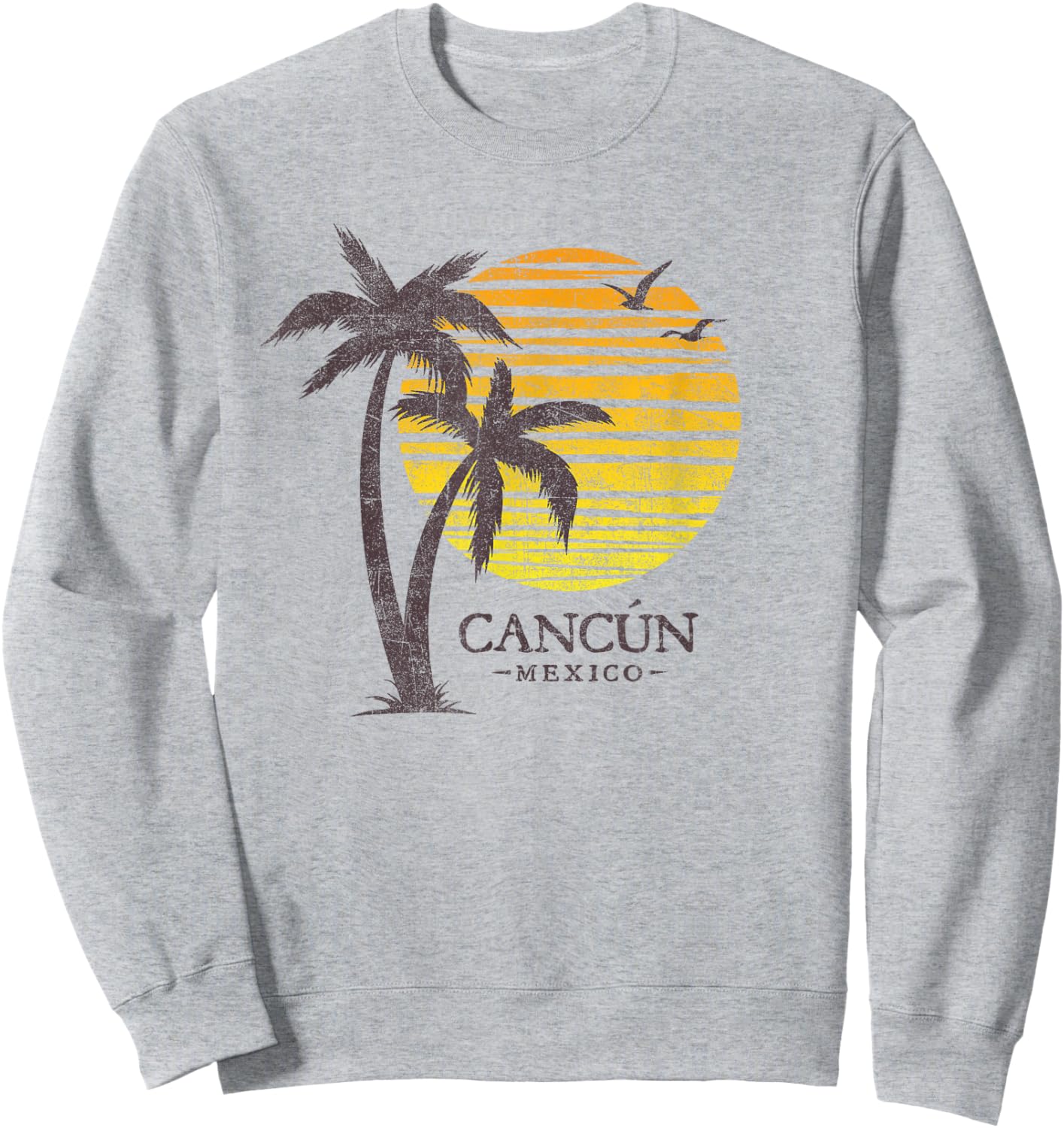 Cancun Mexico Souvenir Beach Sunset Vintage Sweatshirt - Sweatshirt | Ash