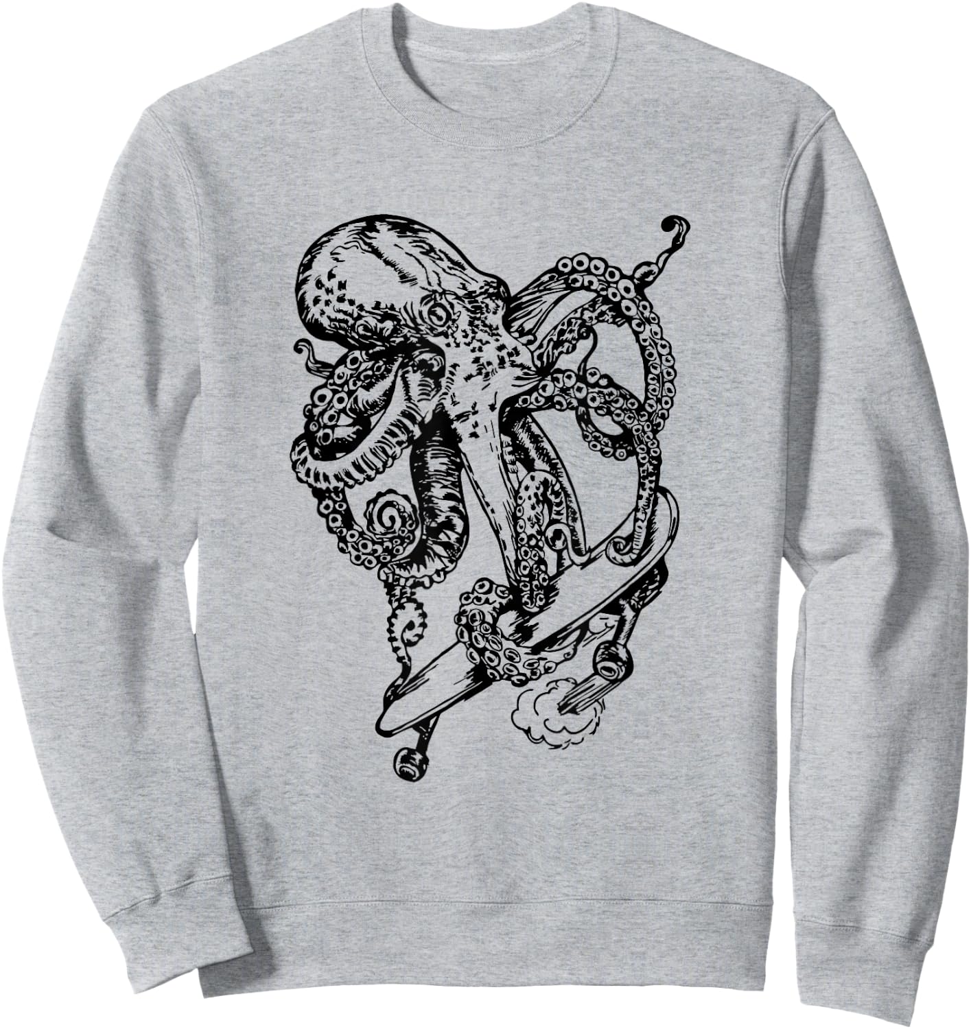 Octopus Skater Funny Skateboarding Beach Skateboarder Sweatshirt - Sweatshirt | Ash