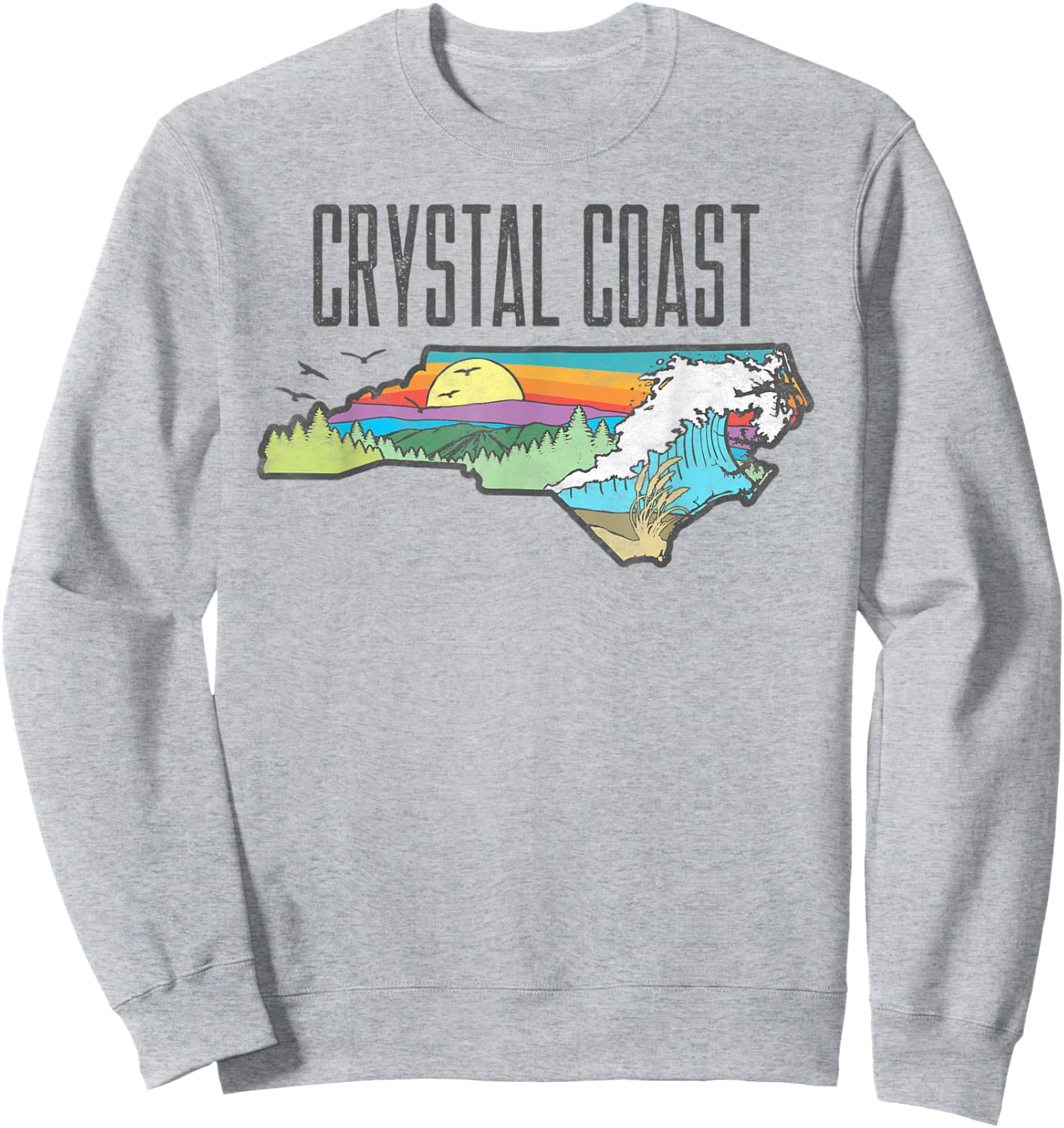 Crystal Coast State of North Carolina Outdoors Graphic Sweatshirt - Sweatshirt | Ash