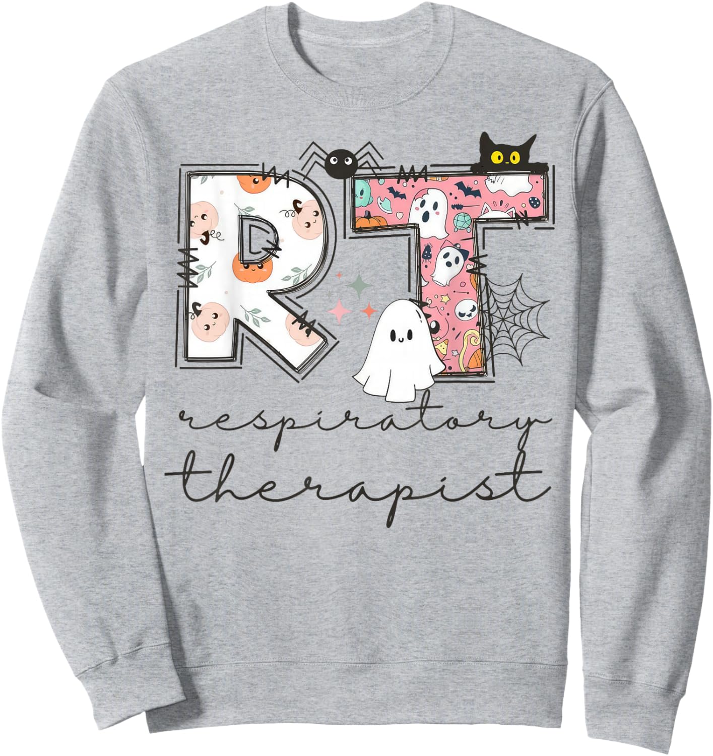 Respiratory Therapist Ghost RT Respiratory Therapy Halloween Sweatshirt - Sweatshirt | Ash