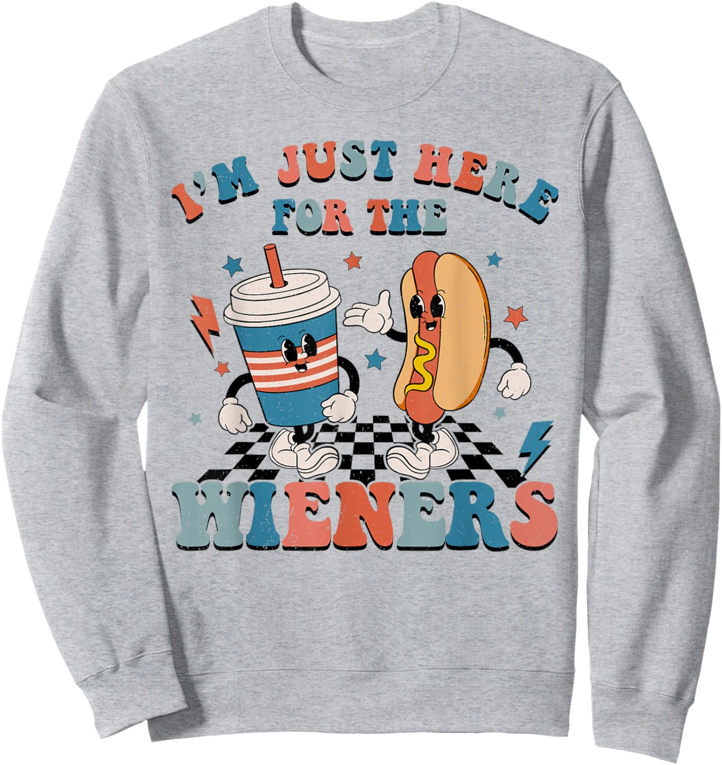 Hot Dog I'm Just Here For The Wieners 4Th Of July Women Sweatshirt - Sweatshirt | Ash