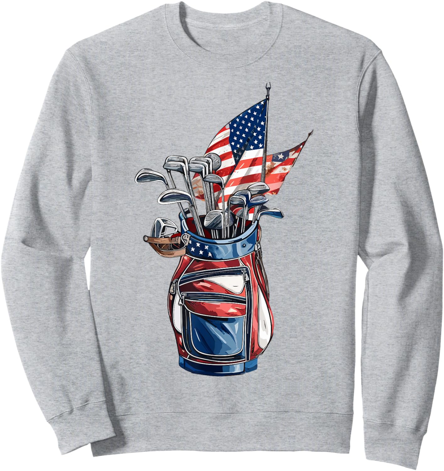 Vintage Golf Sport American Flag 4th of July, Sport Golfer Sweatshirt - Sweatshirt | Ash