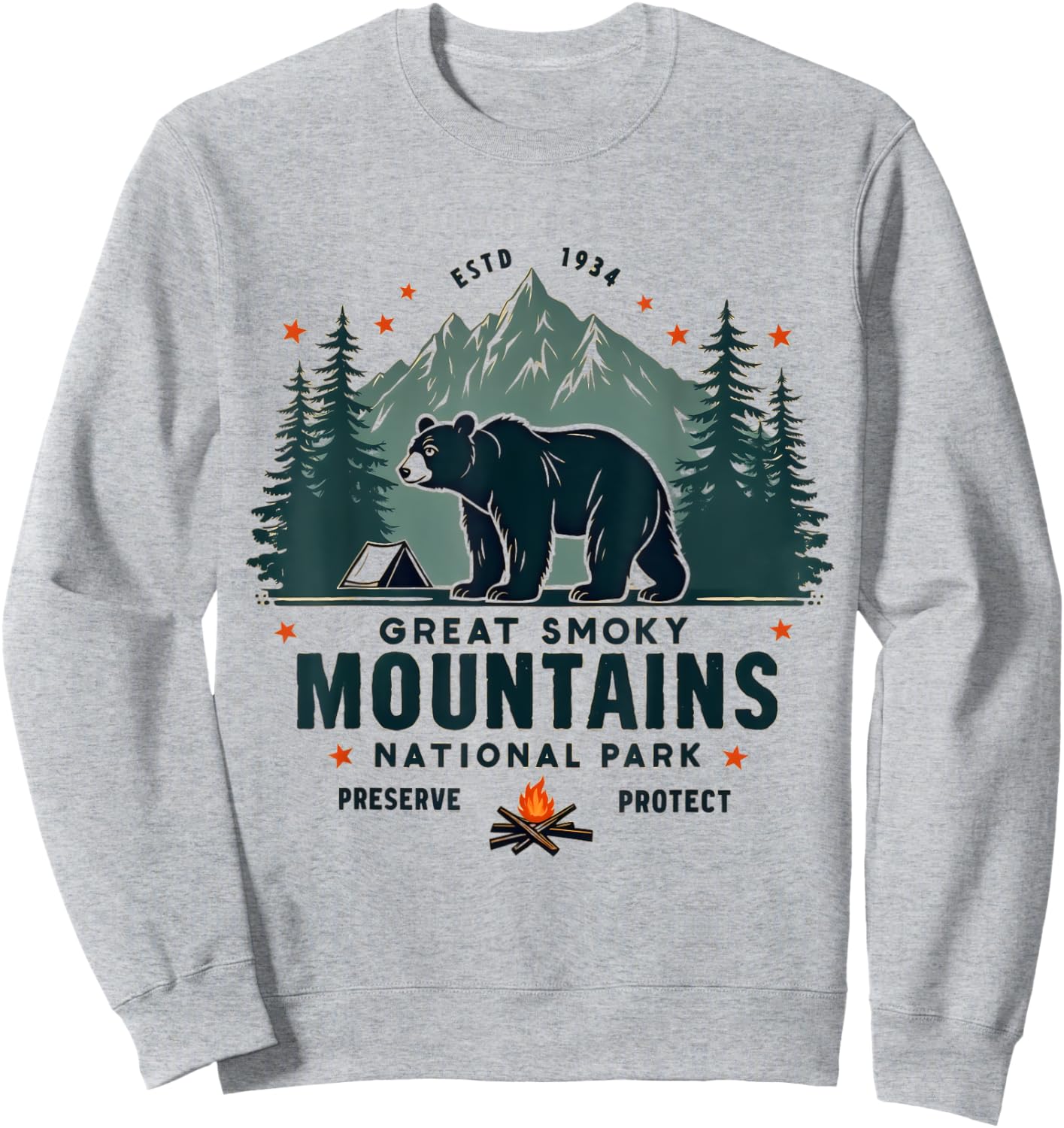 Great Park Smoky Mountains Bear Hiking Adventure Sweatshirt - Sweatshirt | Ash