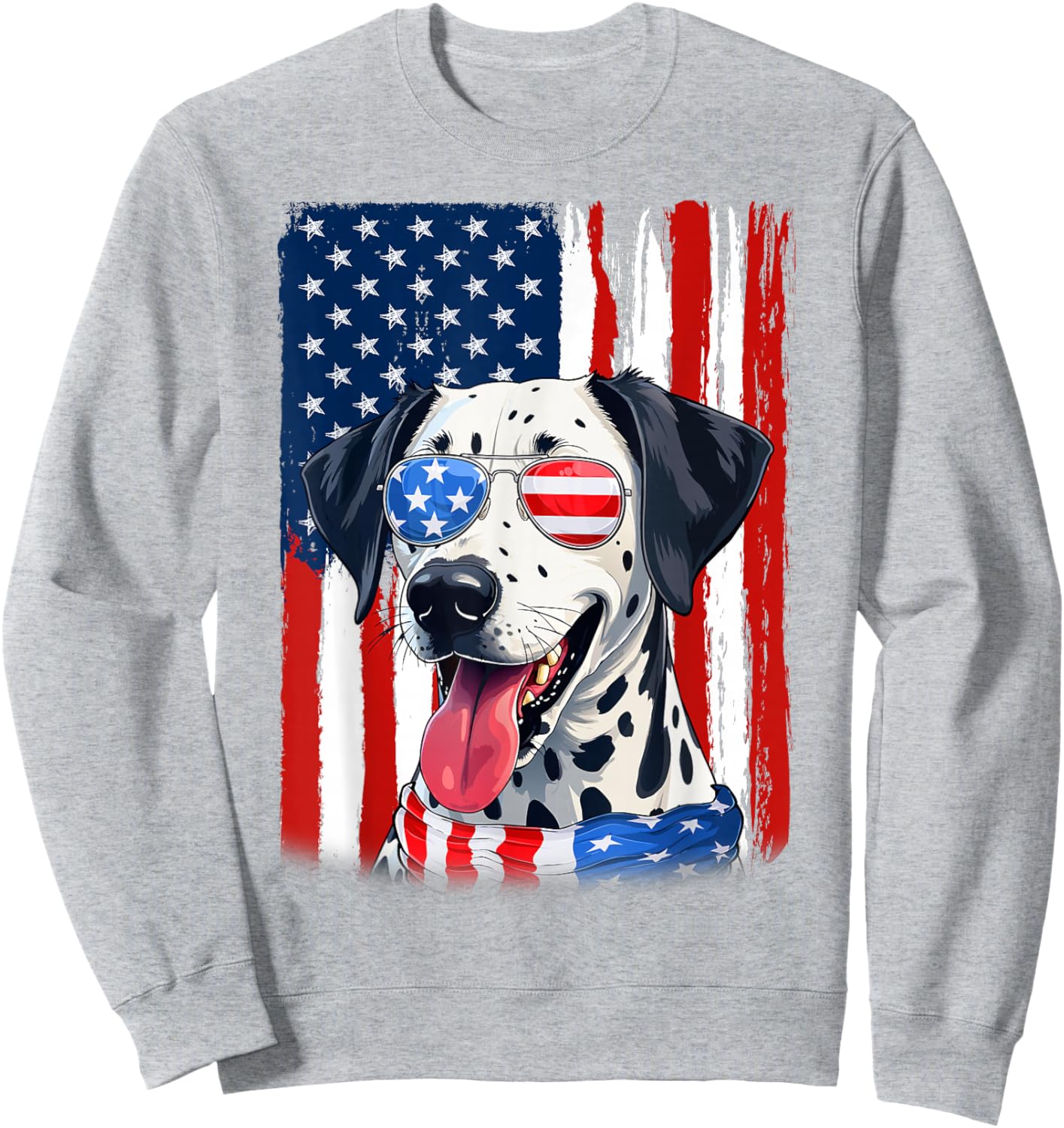 USA America Flag Dalmatian Dog 4th of July Patriotic Sweatshirt - Sweatshirt | Ash