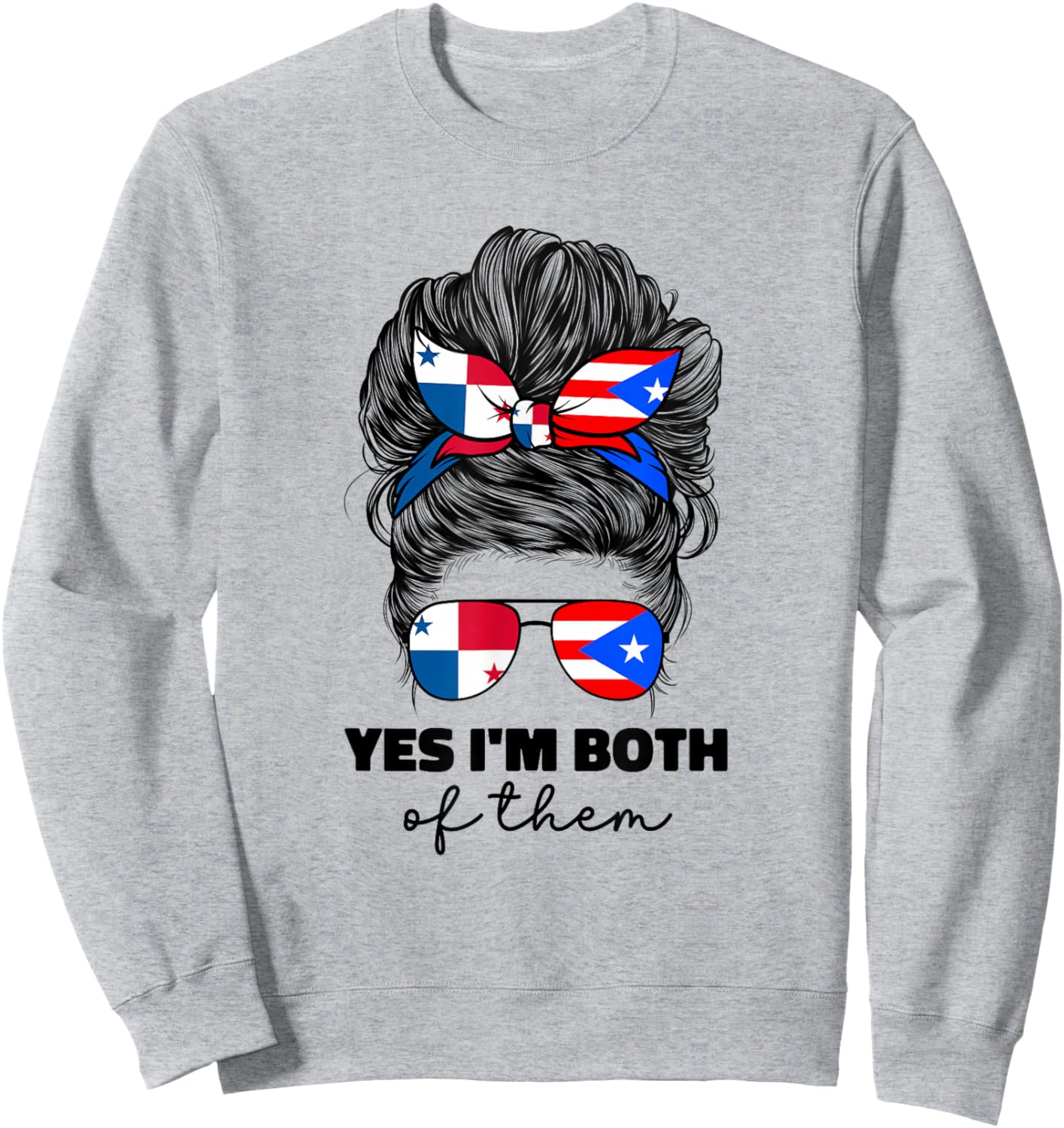 Half Panamanian And Puerto Rican Rico Panama Flag Girl Women Sweatshirt - Sweatshirt | Ash