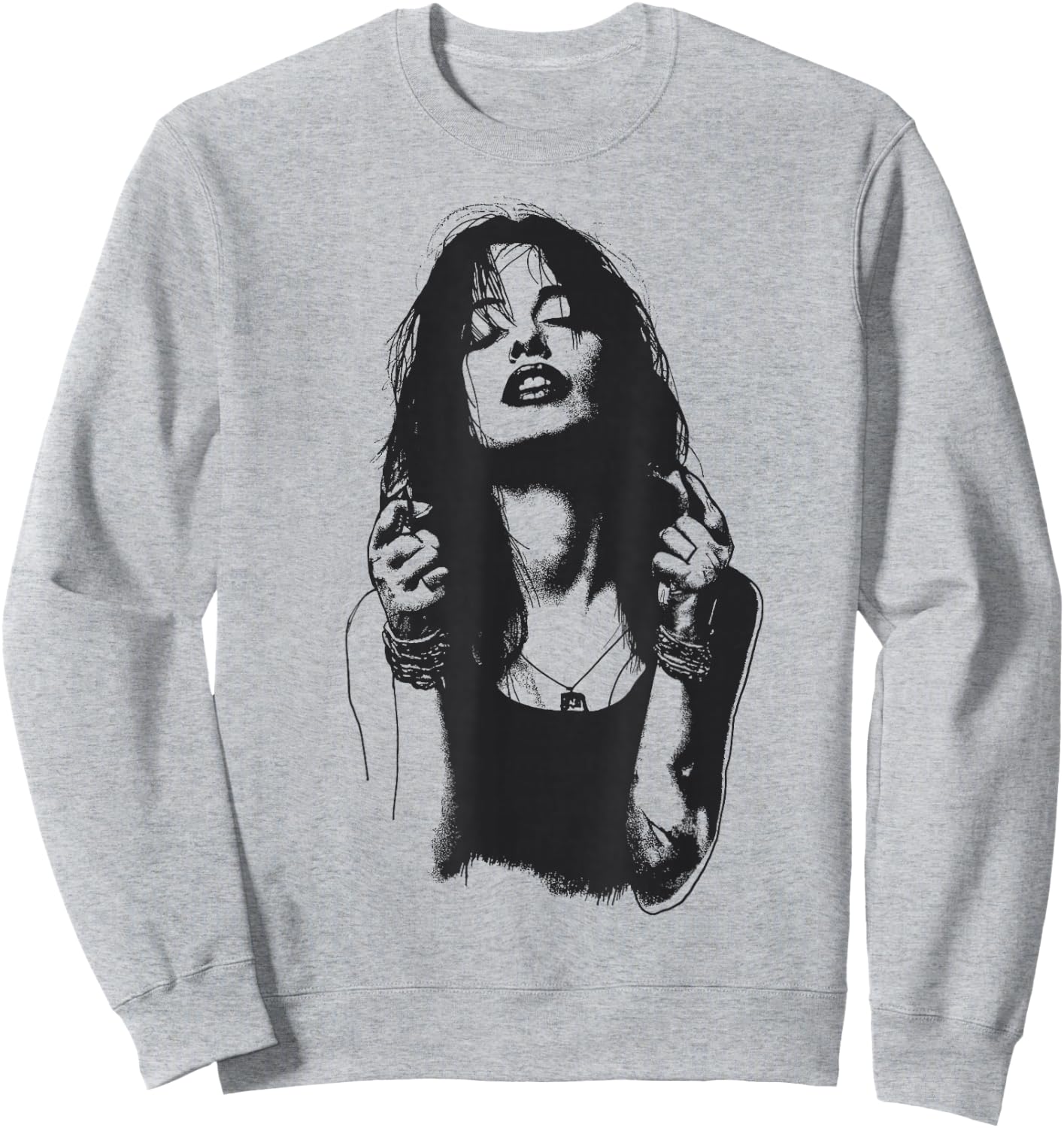 Rock N Roll Women Vintage Rock Music Band Graphic Sweatshirt - Sweatshirt | Ash