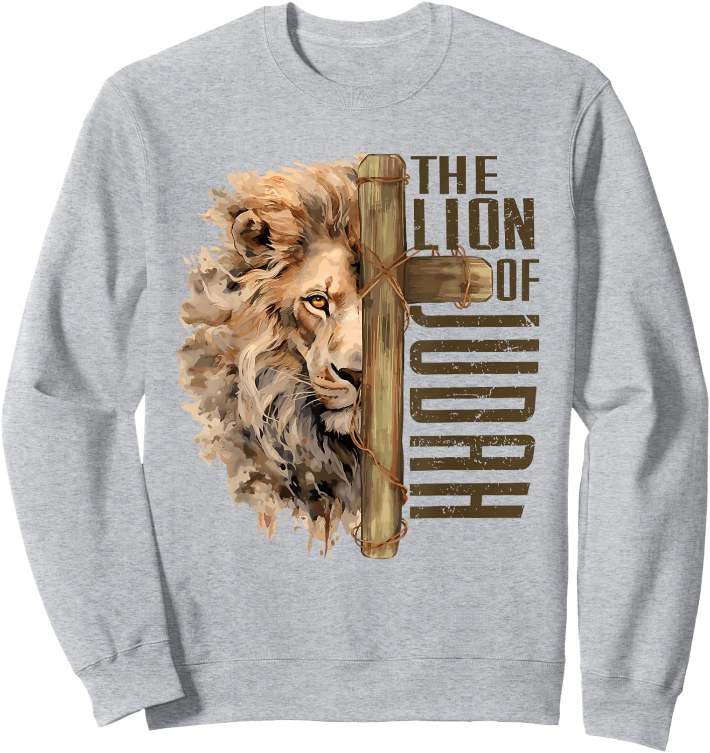 Religion Jesus Christ Revelation 5:5 Lion and Lamb Christian God Faith Cross Jesus Is The Lion Of Judah Sweatshirt - Sweatshirt | Ash