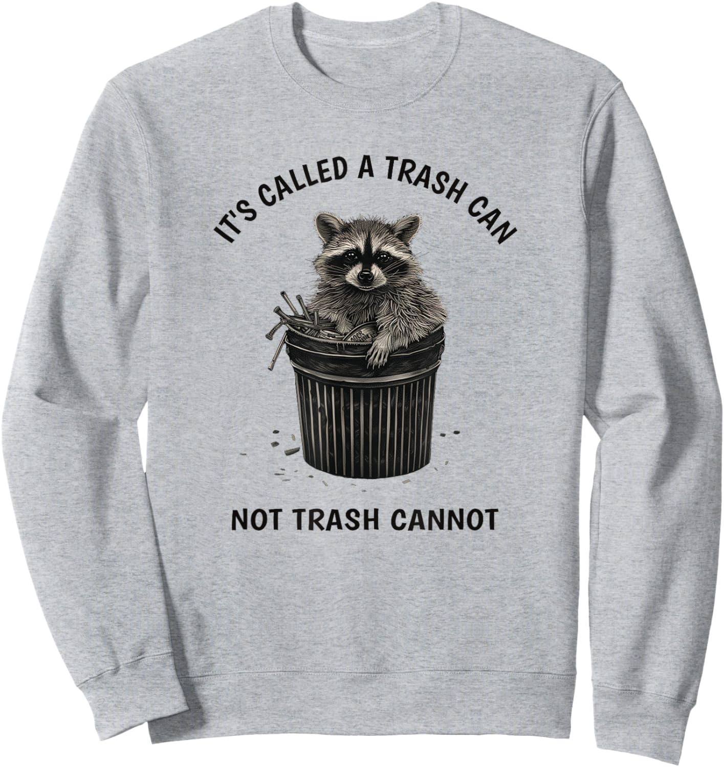 It's Called Trash Can Not Trash Cannot Funny Raccoon Sweatshirt - Sweatshirt | Ash