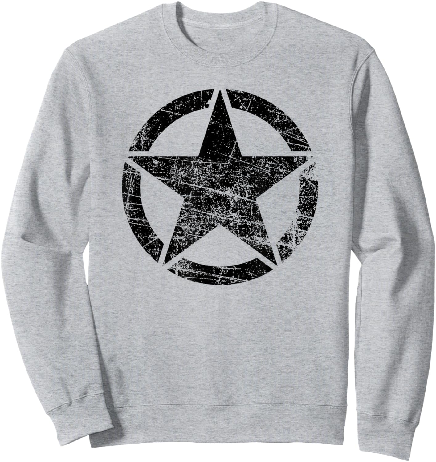 Vintage Army Star Classic Retro USA Military Distressed Logo Sweatshirt - Sweatshirt | Ash