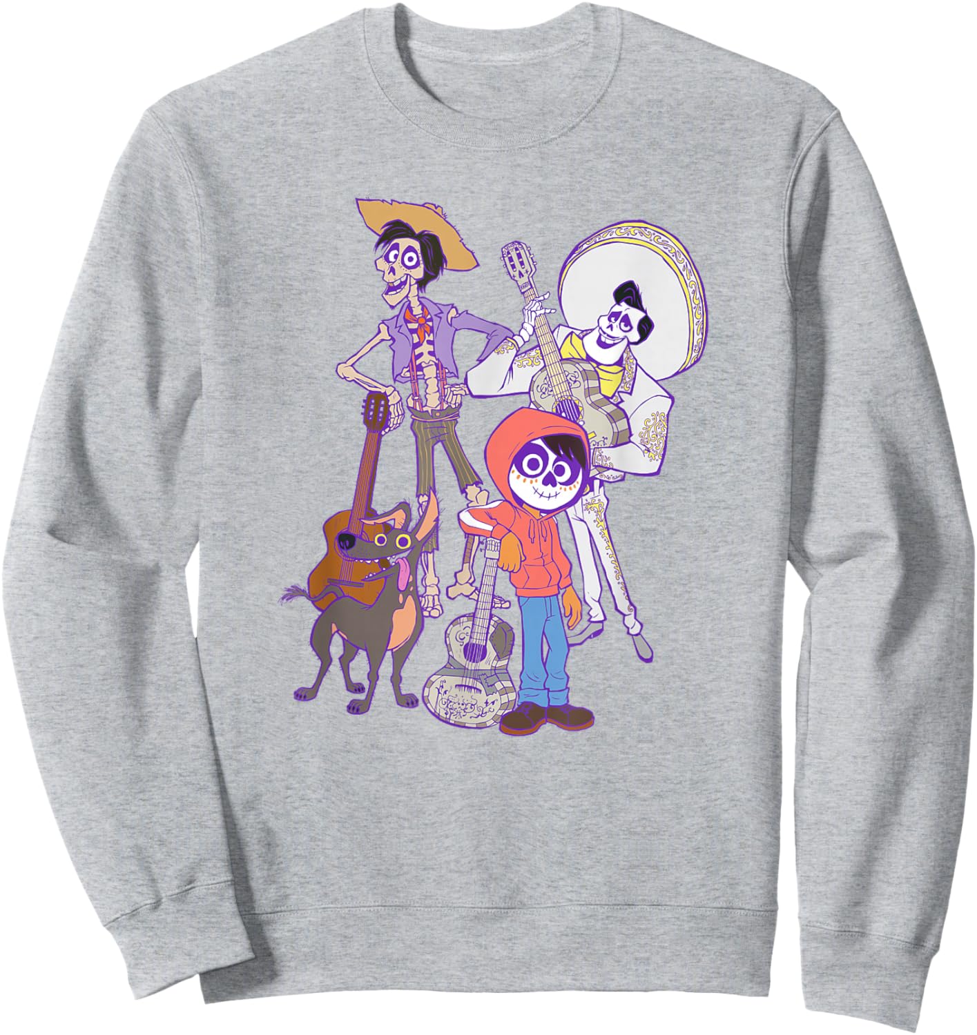 Disney Pixar Coco Main Characters Group Shot Chest Portrait Sweatshirt - Sweatshirt | Ash