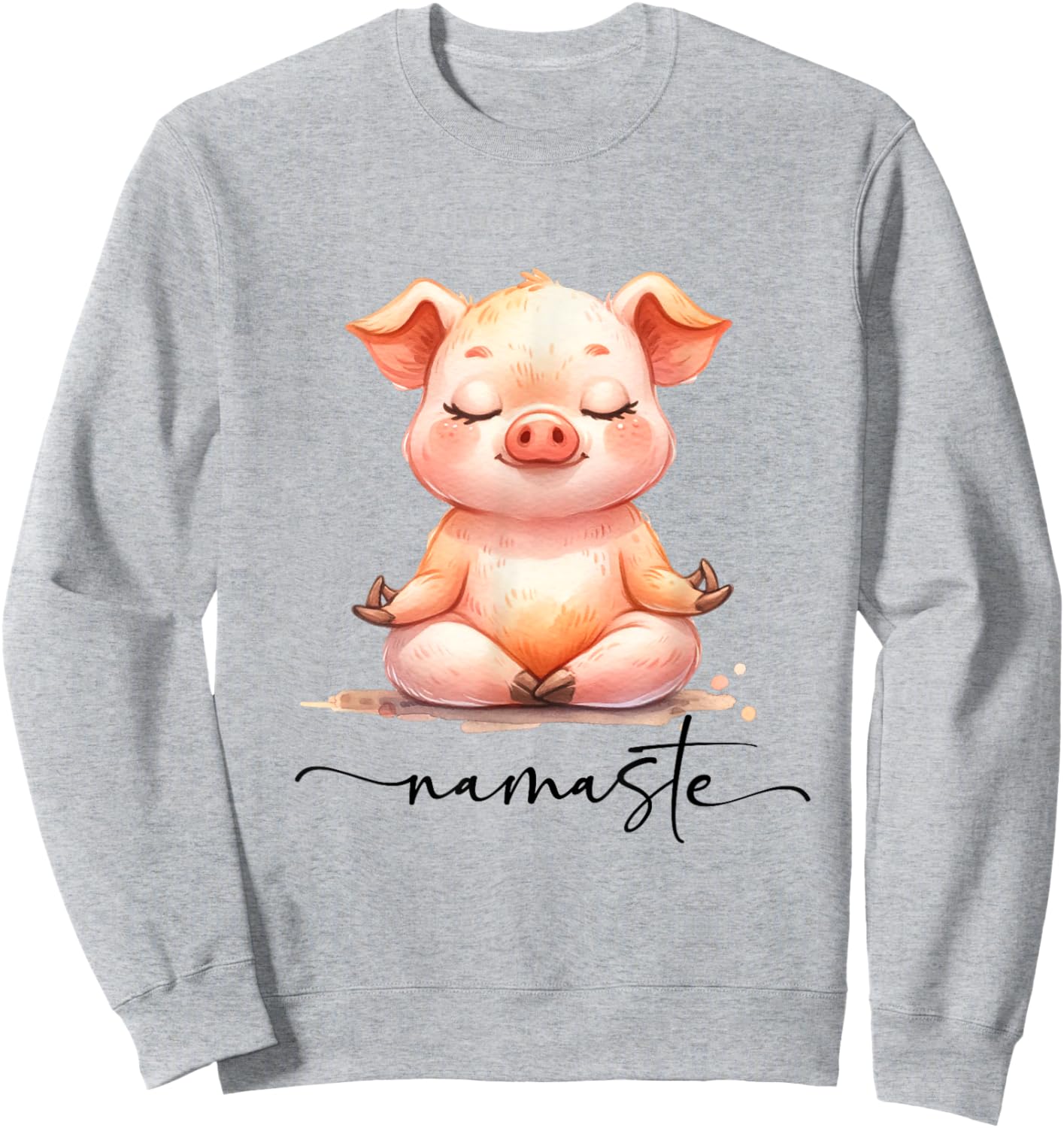 Cute Pig Yoga Colorful Meditation Zen Namaste Sweatshirt - Sweatshirt | Ash