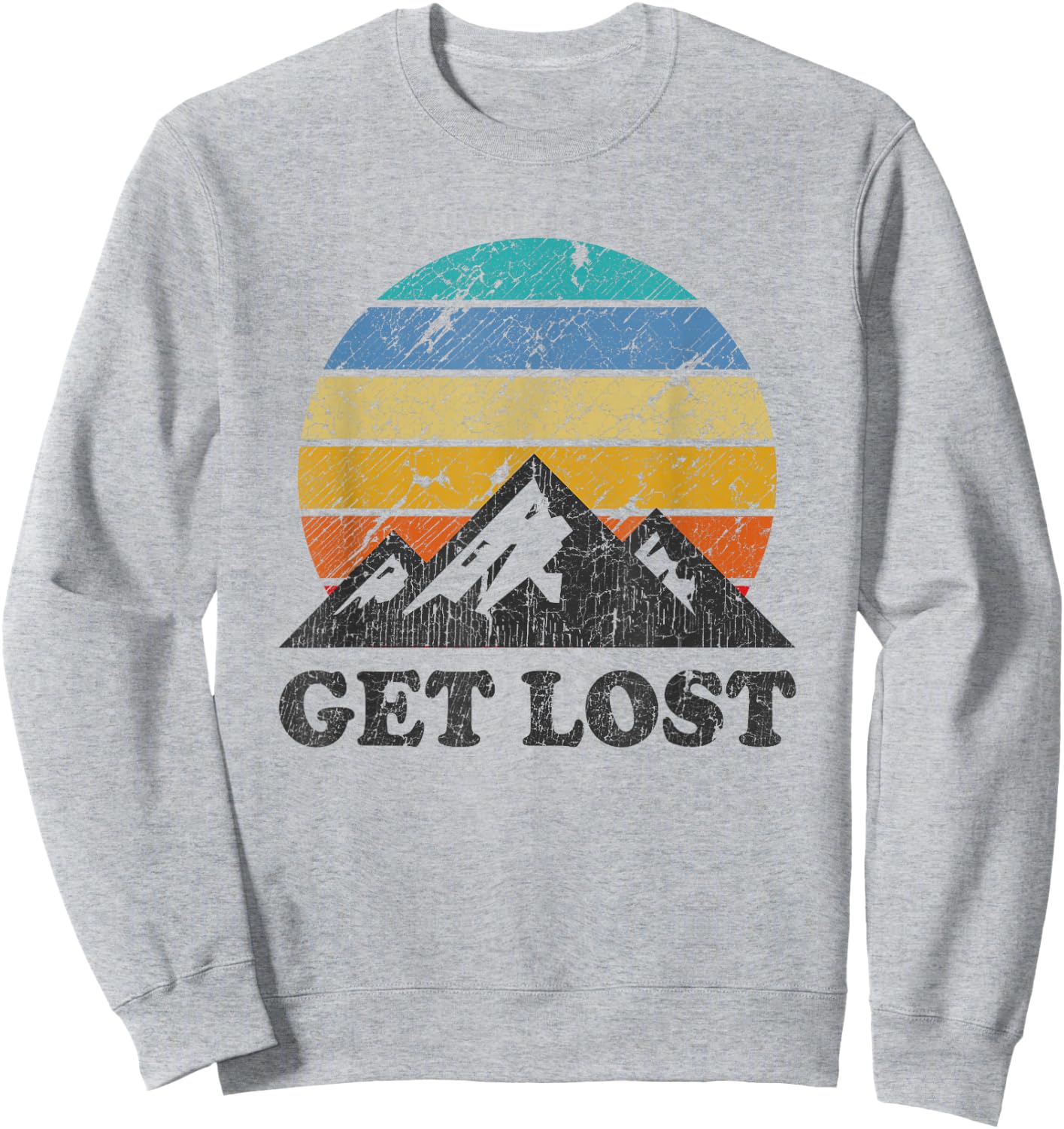 Vintage Car Hiking - Retro Sunset Mountain Walker Sweatshirt - Sweatshirt | Ash
