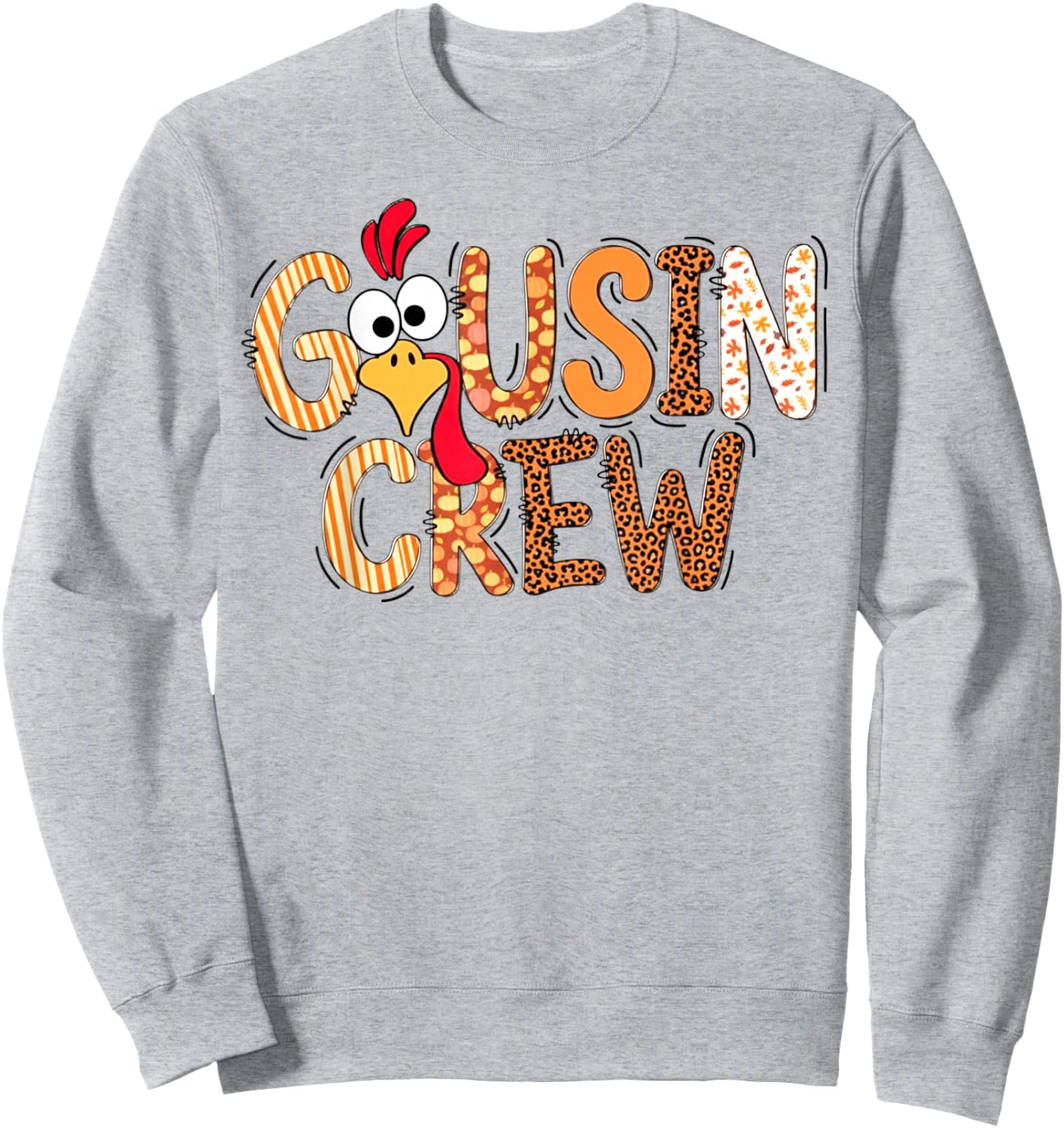 Funny Cousin Crew Thanksgiving Turkey Matching Family Sweatshirt - Sweatshirt | Ash