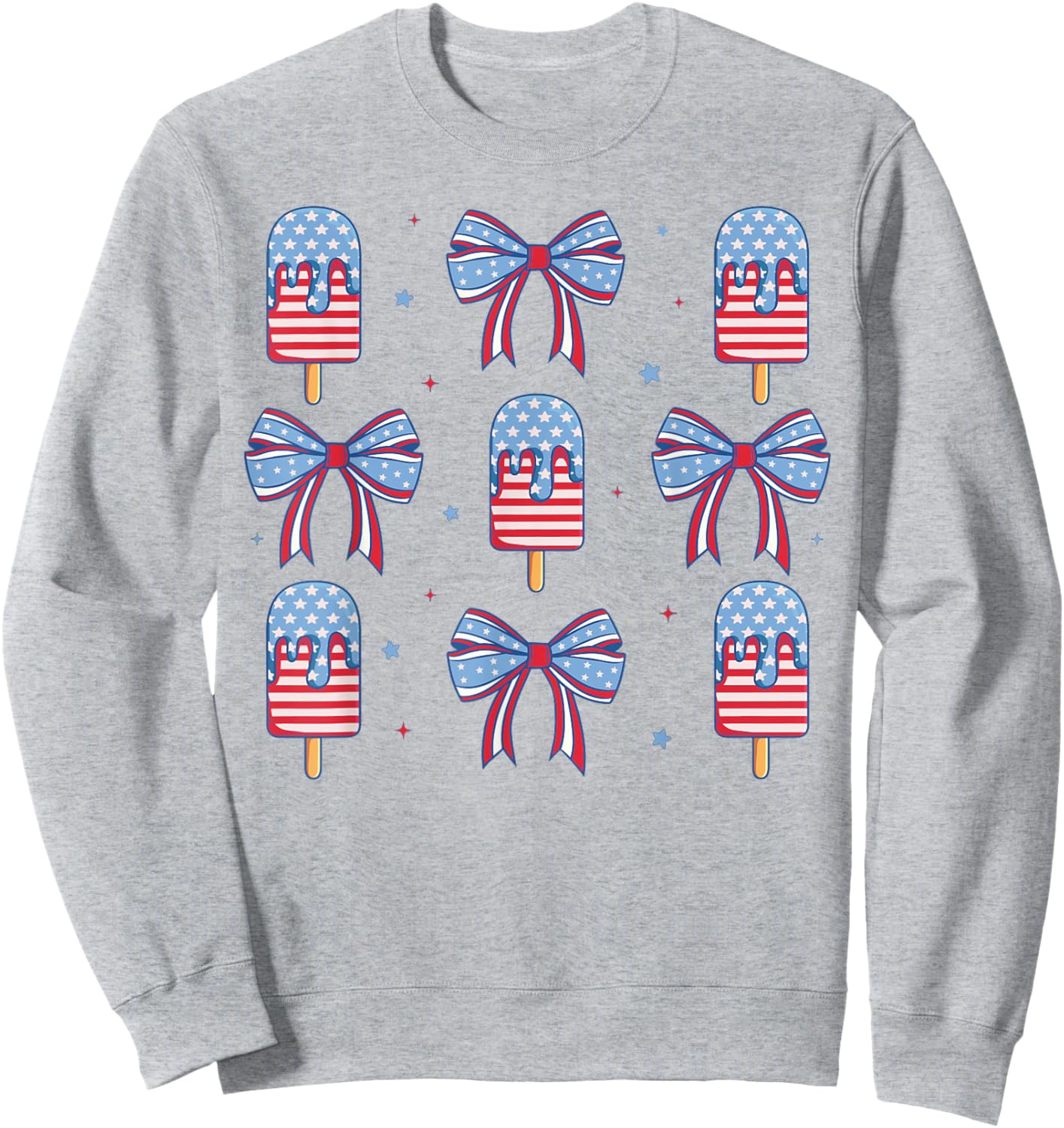 4th of July Cute Popsicle Bows Patriotic Women Kids Sweatshirt - Sweatshirt | Ash