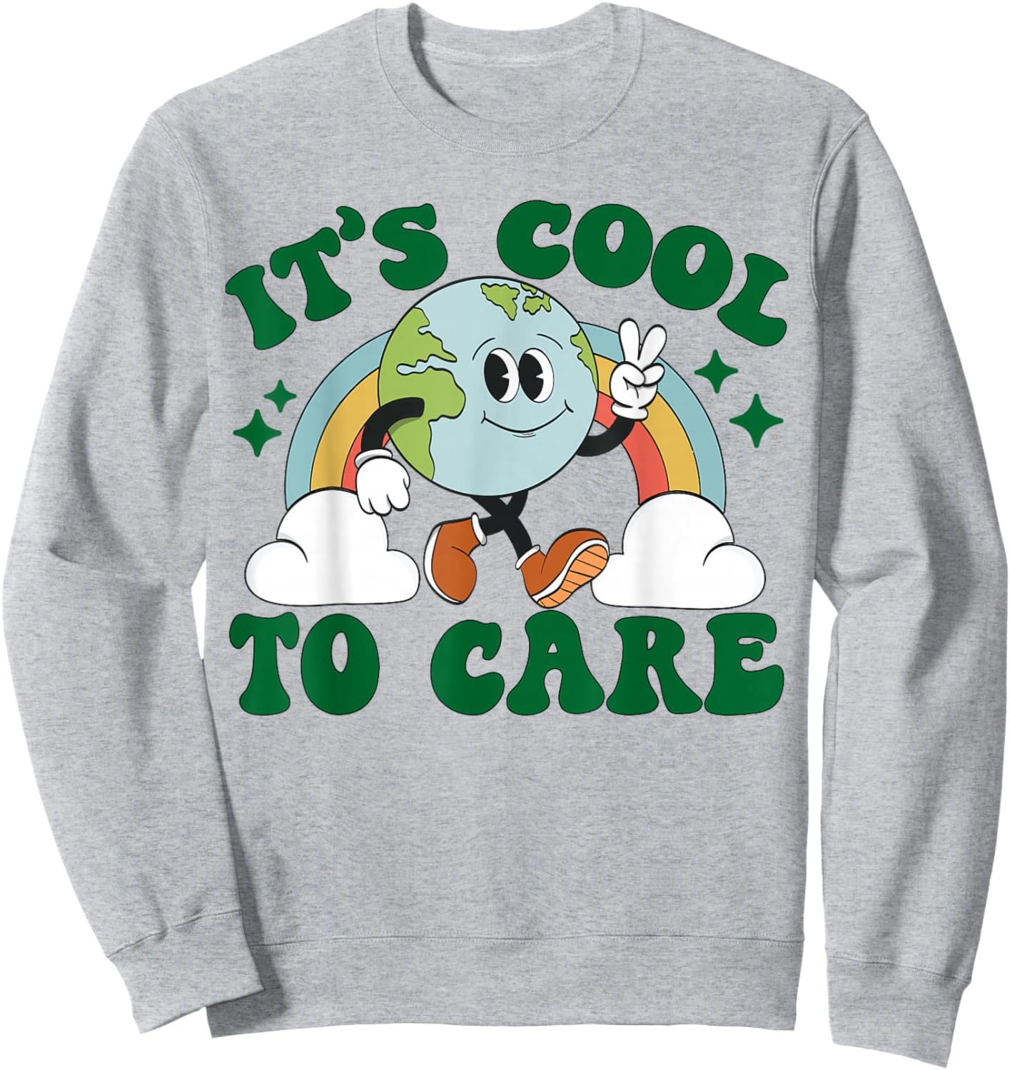 It's Cool To Care Earth Day Groovy 70s Retro Trendy Cute Sweatshirt - Sweatshirt | Ash