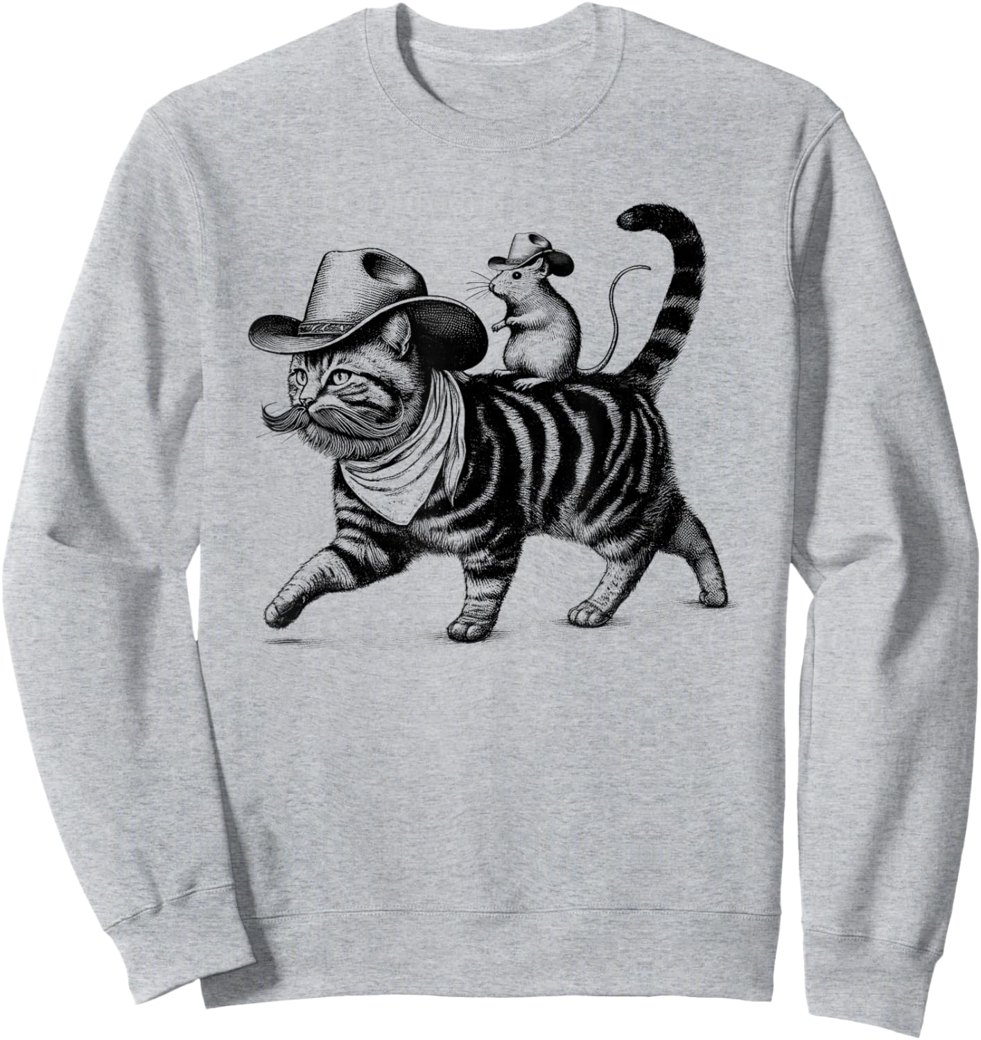 Cowboy Cat Kitten Rat Vintage Retro Sweatshirt - Sweatshirt | Ash