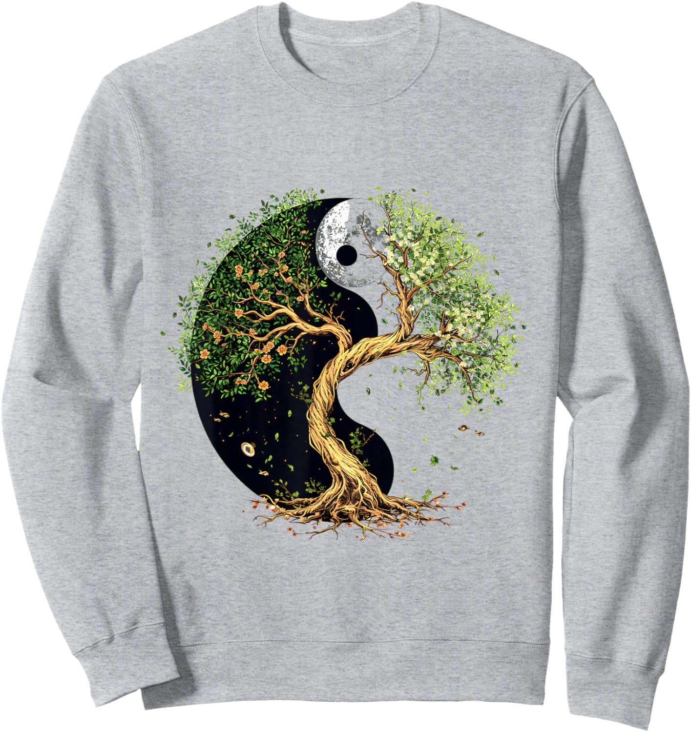 SoulVibes Creations Tree of Balance Yin and Yang , Small, White Sweatshirt - Sweatshirt | Ash