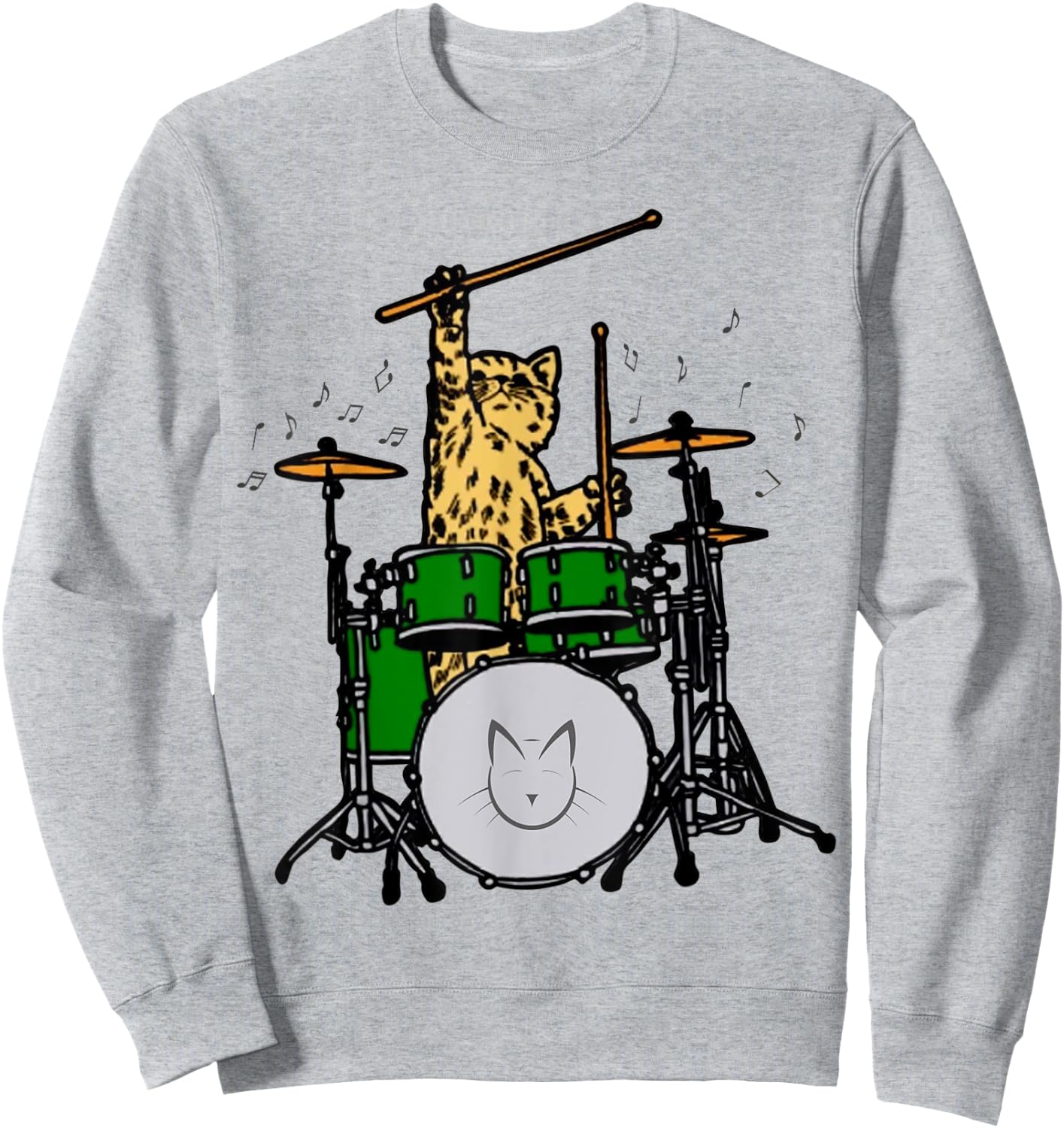 Drummer Cat Music Lover Musician Playing The Drums Shirt Sweatshirt - Sweatshirt | Ash
