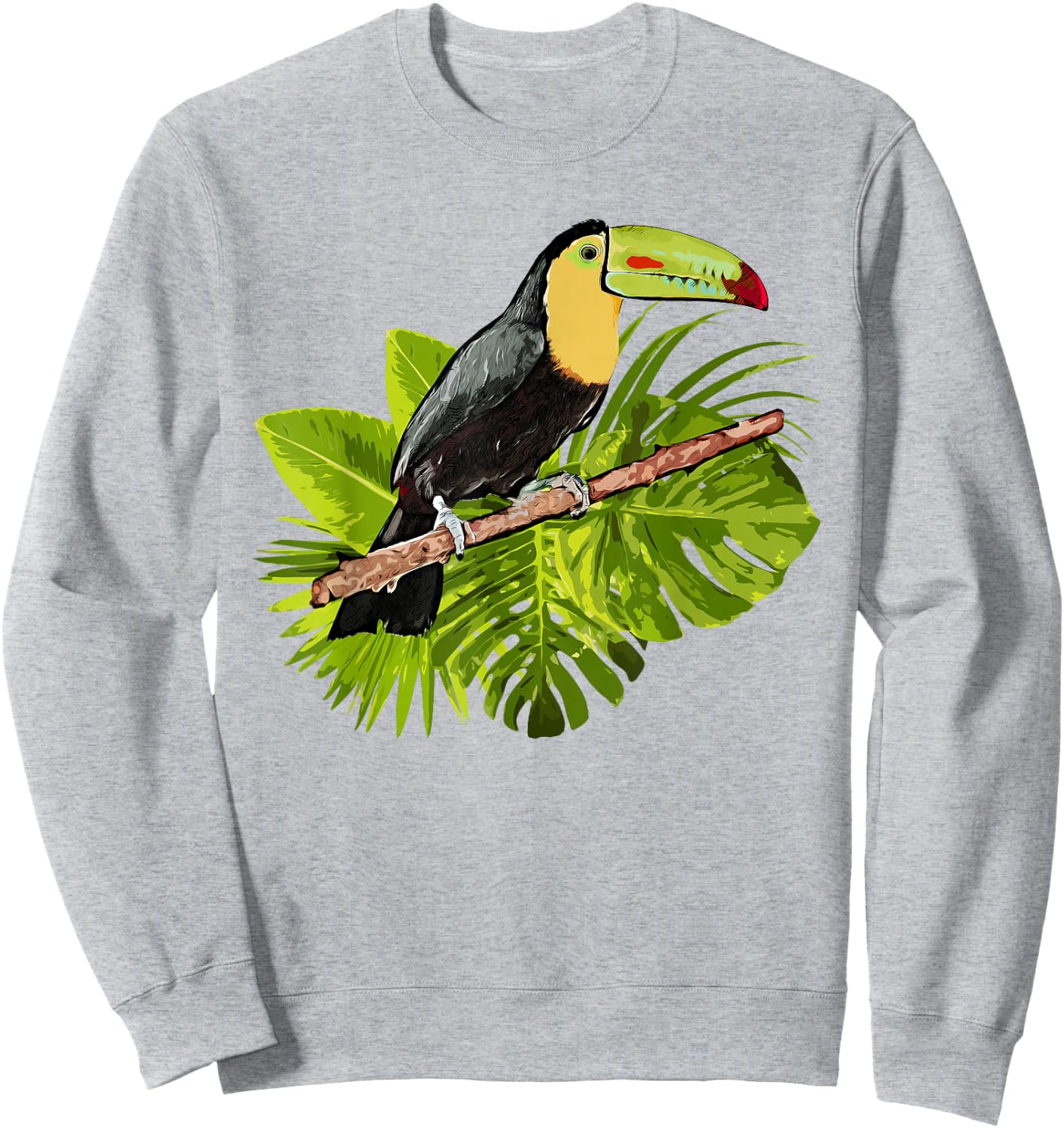 Watercolor Toucan Palm Leaves Rainforest Toucan Sweatshirt - Sweatshirt | Ash