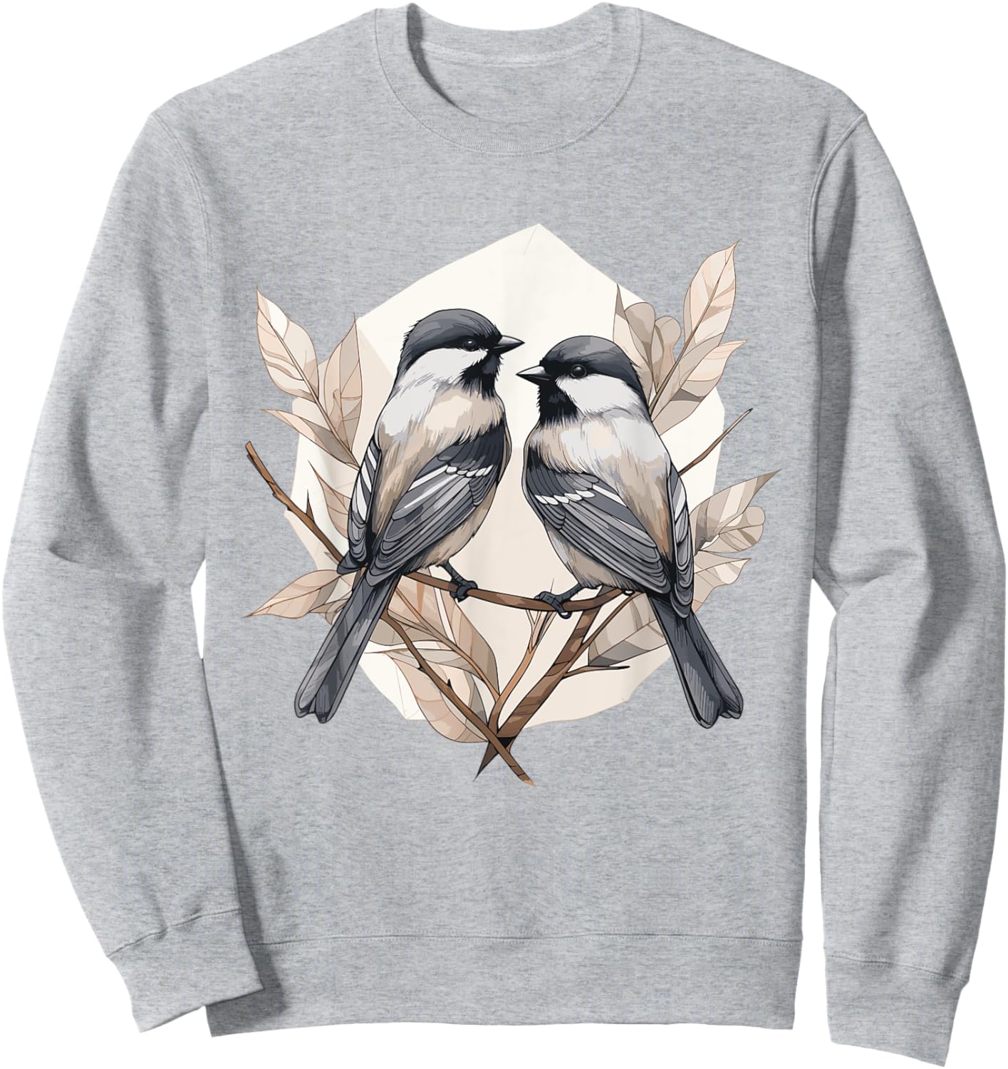 Black capped Chickadee Geometric Patten Art,Cute Bird Lover Sweatshirt - Sweatshirt | Ash