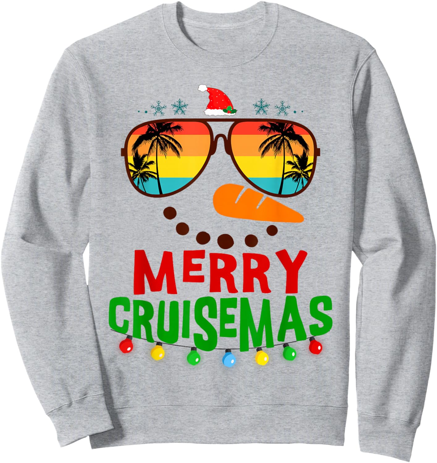 Merry Cruisemas 2025 Christmas Santa Snowman Cruise Sweatshirt - Sweatshirt | Ash