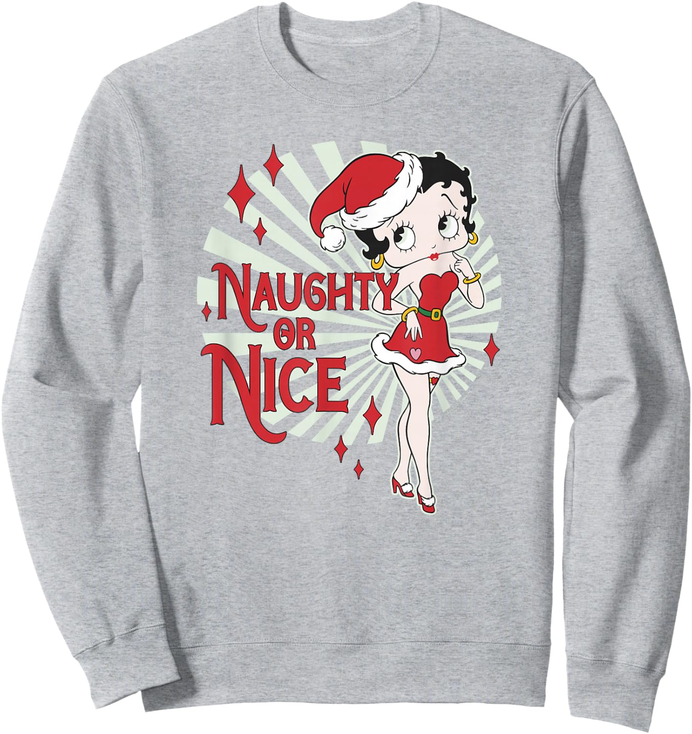 Betty Boop Christmas Naughty Or Nice Santa Betty Sweatshirt - Sweatshirt | Ash