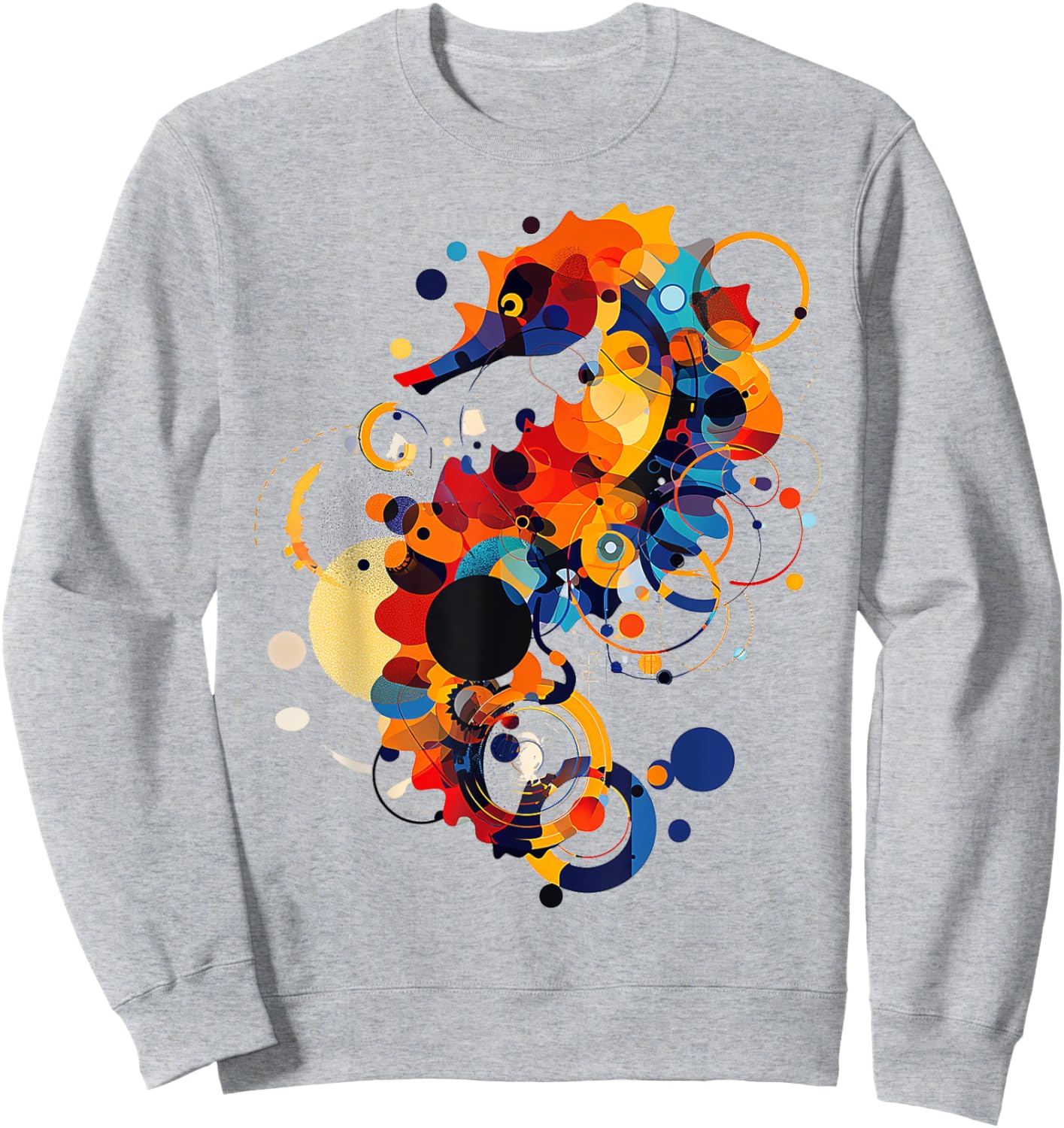 Seahorse Abstract Animal Geometric Art Seahorse Sweatshirt - Sweatshirt | Ash