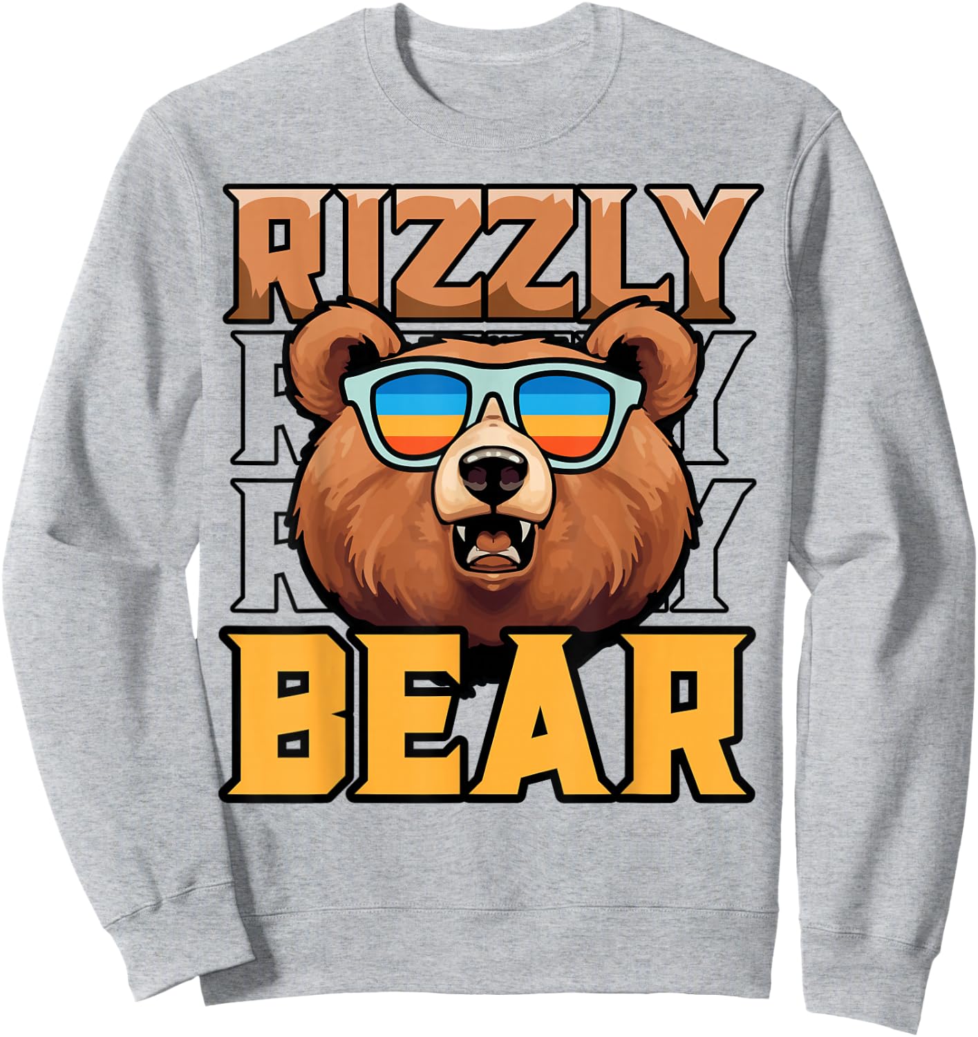Rizzly Bear Funny Rizz Meme Grizzly Bear Lover Sweatshirt - Sweatshirt | Ash
