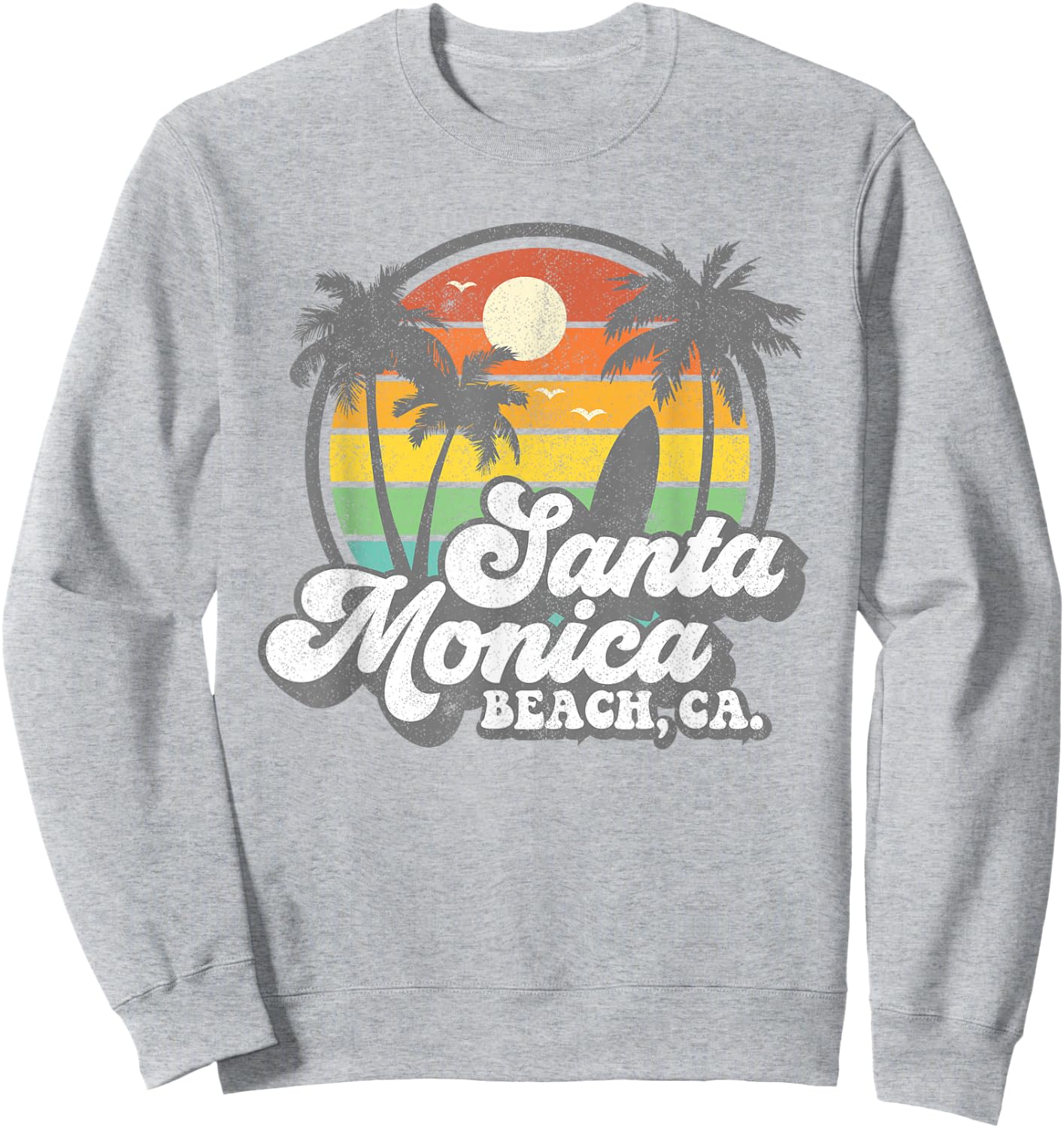 Vintage Santa Monica Beach California Surf Surfing 70's Gift Sweatshirt - Sweatshirt | Ash