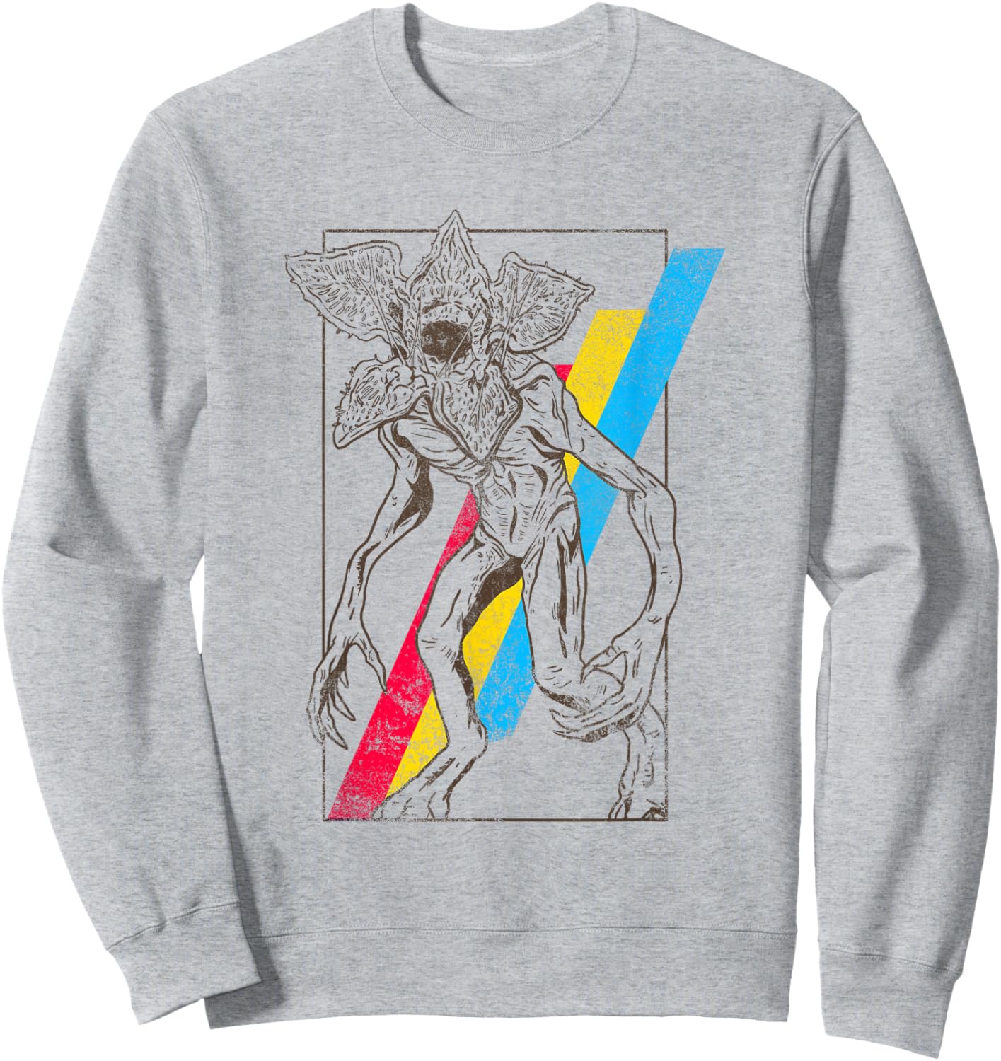 Stranger Things Rainbow Demogorgon Vintage Distressed Poster Sweatshirt - Sweatshirt | Ash