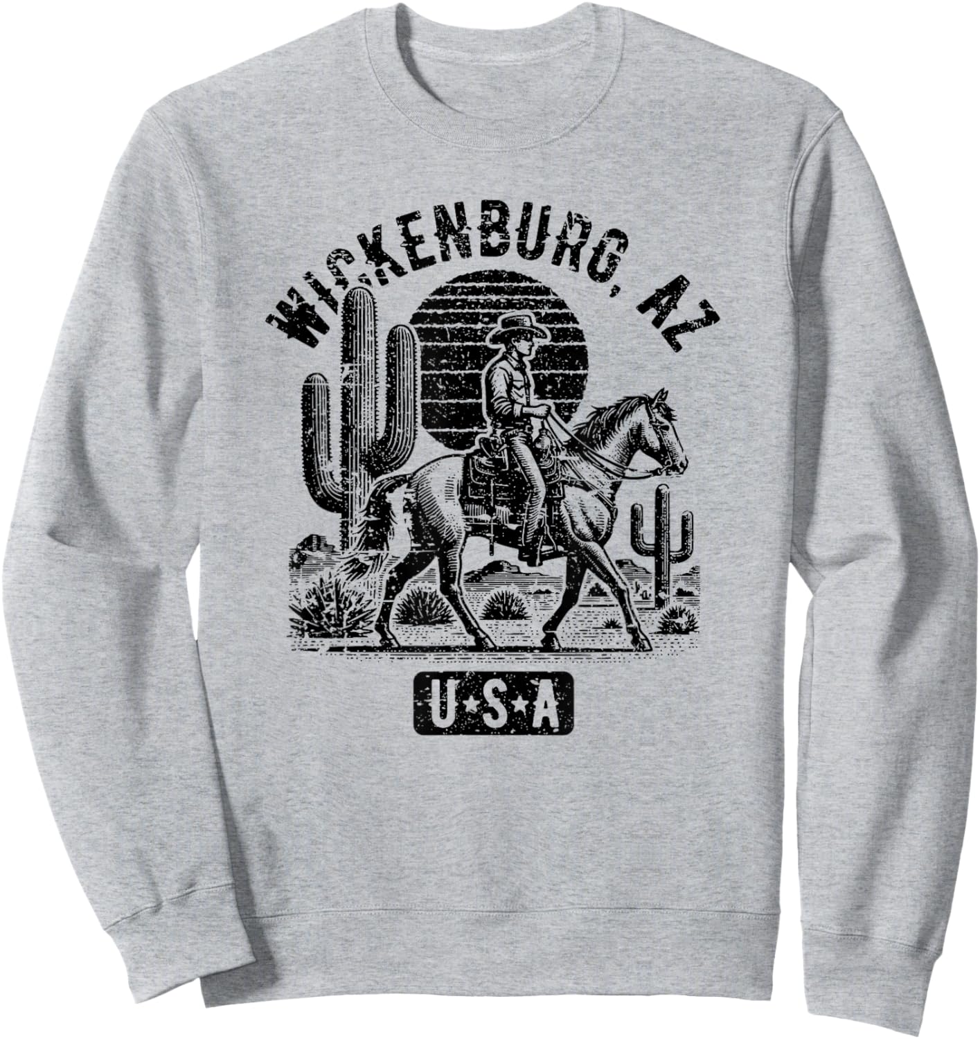 Wickenburg Arizona USA Cowboy Horse Vintage Style Design Sweatshirt - Sweatshirt | Ash