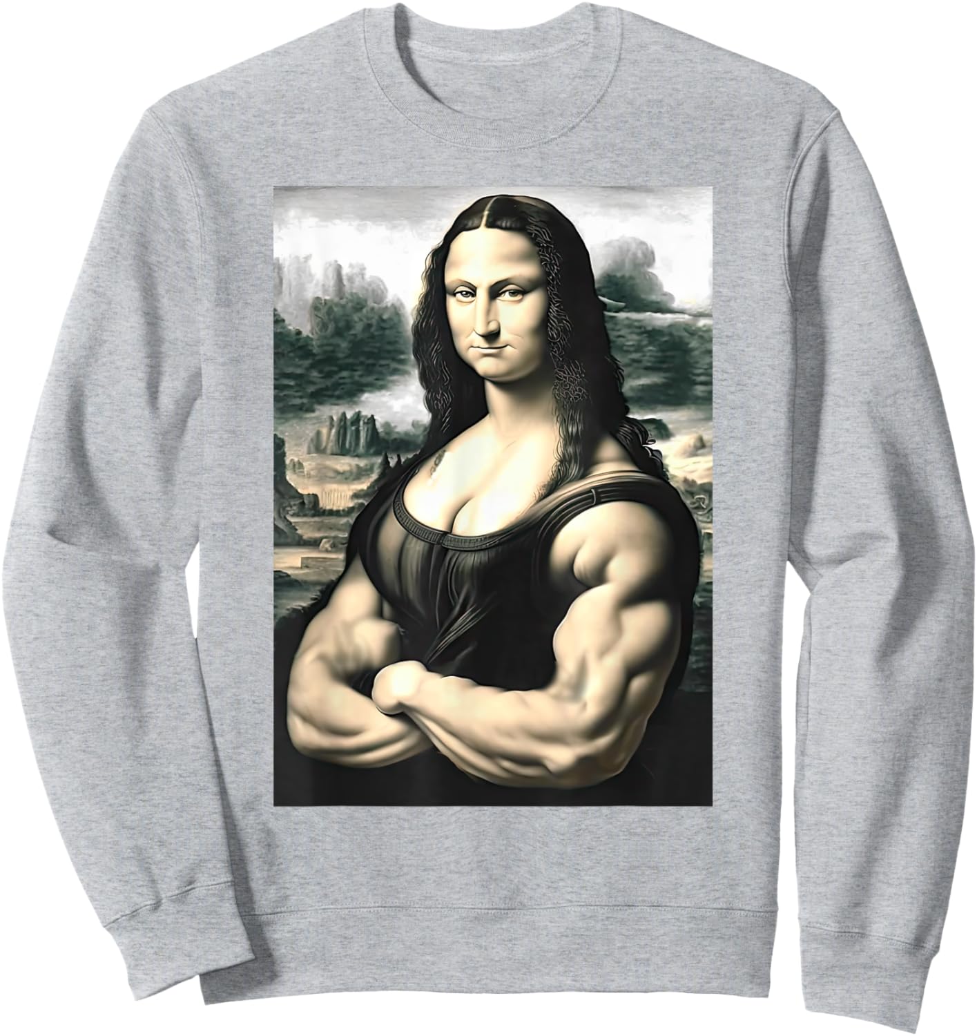 Mona Lisa Bodybuilding Parody Leonardo Da Vinci Men woman Sweatshirt - Sweatshirt | Ash