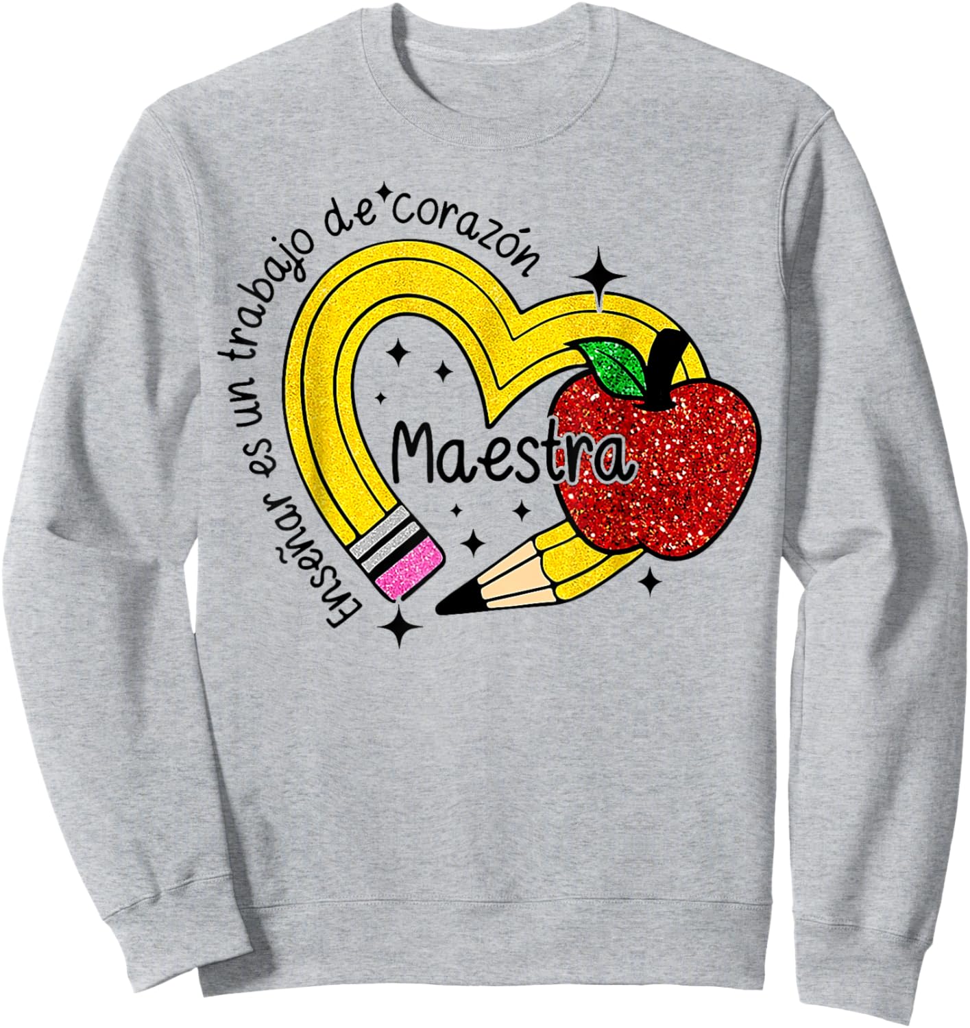 Maestra Spanish Teacher Rainbow Pencil Maestra Sweatshirt - Sweatshirt | Ash
