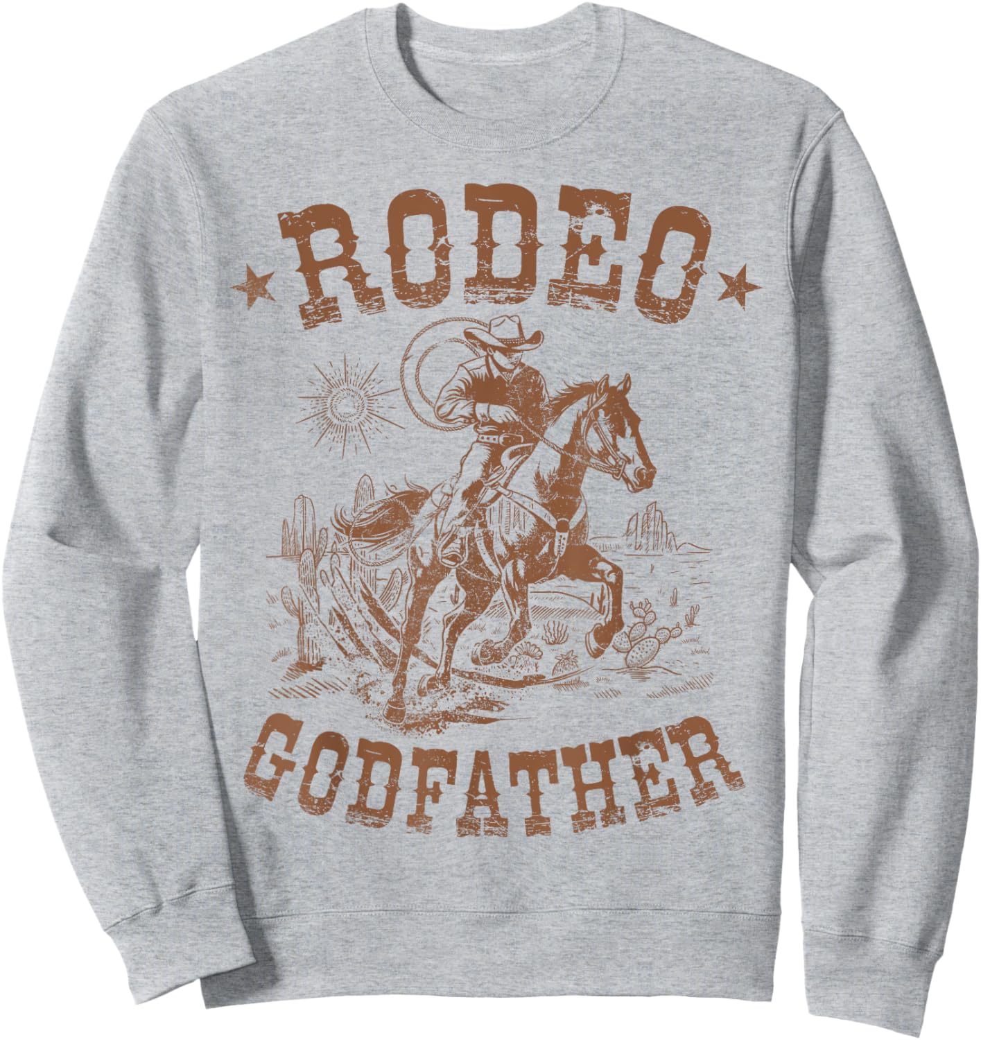 Rodeo Godfather Western Cowboy Family Matching Father's Day Sweatshirt - Sweatshirt | Ash