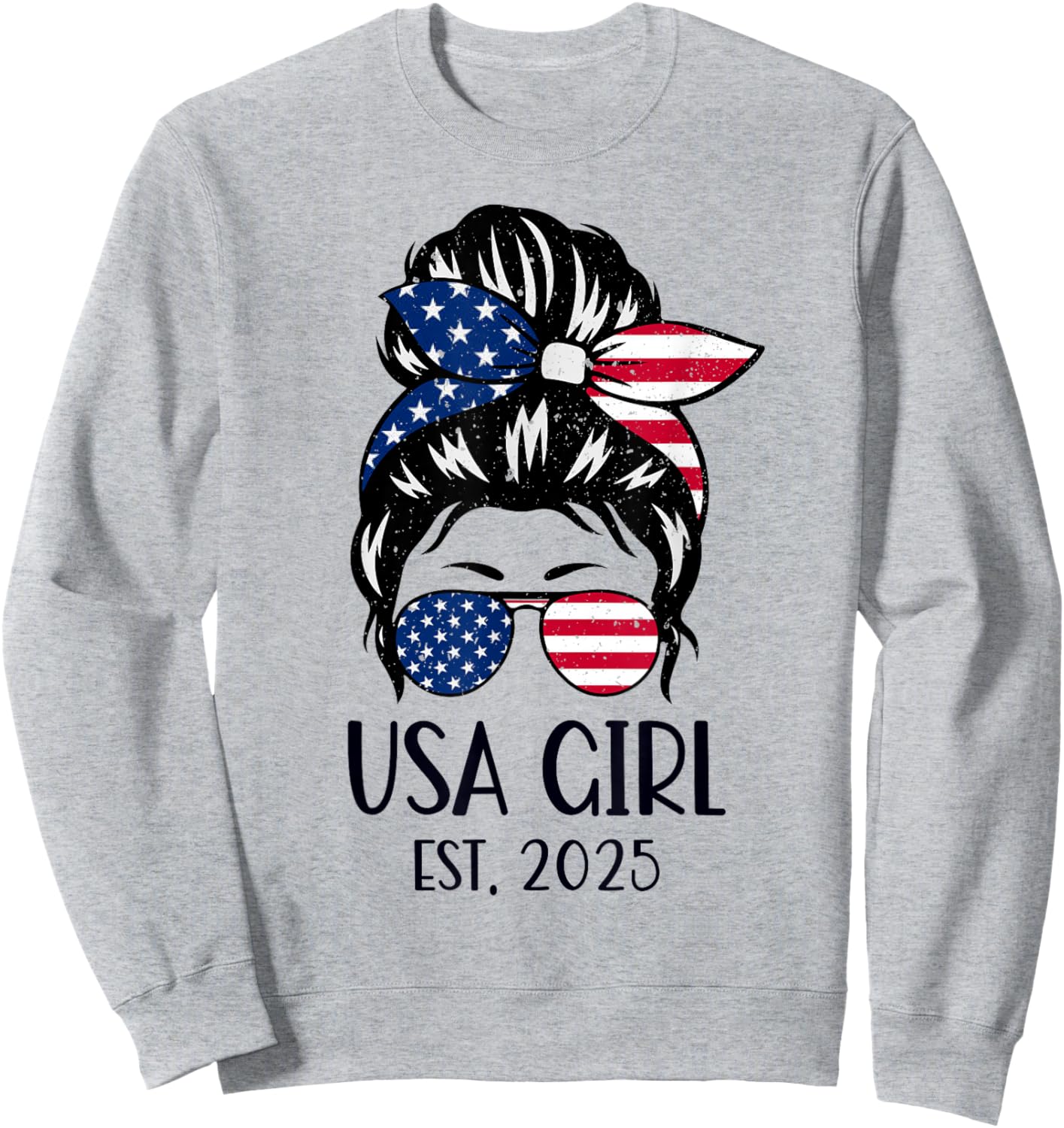 Us Citizen Est 2025 New Citizenship American USA Girl 2025 Sweatshirt - Sweatshirt | Ash