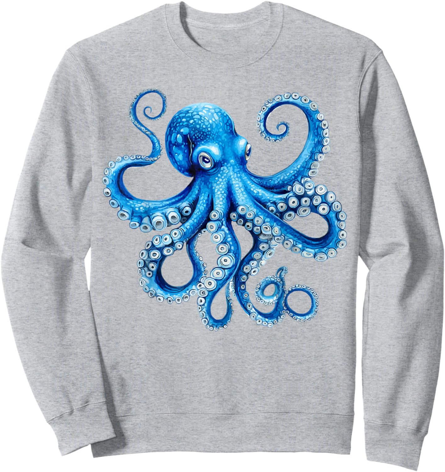 Cool Blue Octopus Sea Ocean Lover,Tentacles Octopus Lover Sweatshirt - Sweatshirt | Ash