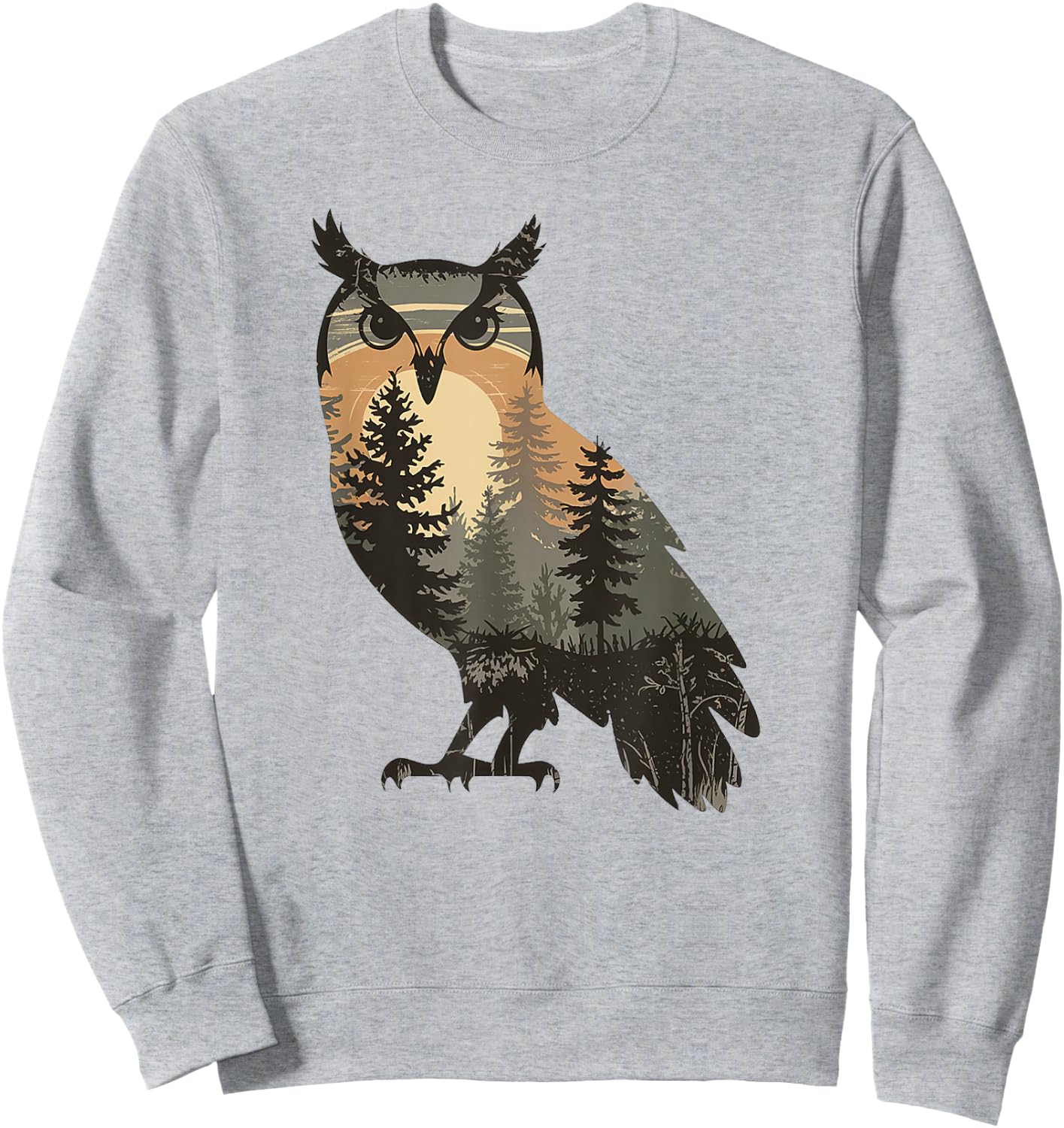 Owl Hunting Hiking Outdoor Camping Forest Men Women Owl Sweatshirt - Sweatshirt | Ash