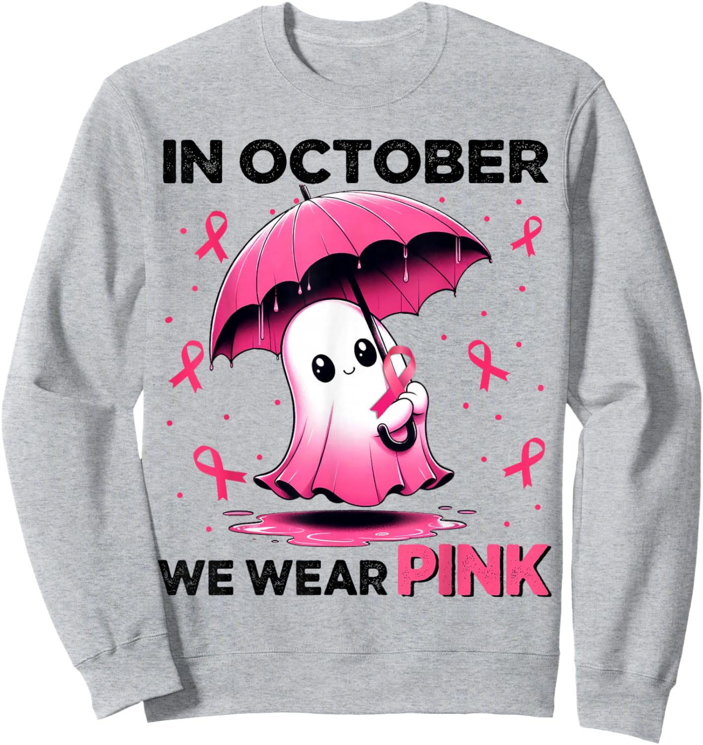 Cute Halloween Boo Ghost In October We Wear Pink Pink Sweatshirt - Sweatshirt | Ash