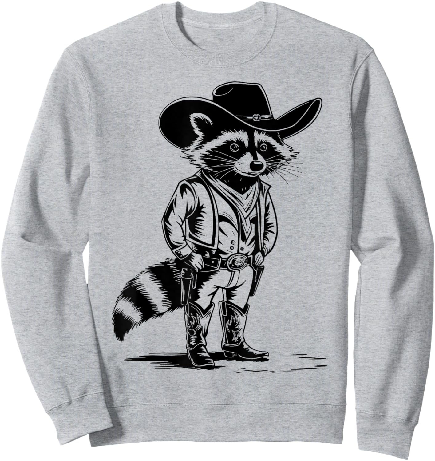 Vintage Raccoon Cowboy Country Graphic Western Men Women , grey, S Sweatshirt - Sweatshirt | Ash
