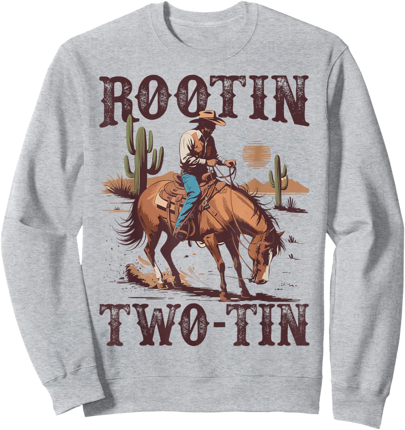Rootin Two-tin 2nd Birthday 2 Year Old Western Cowboy Bday Sweatshirt - Sweatshirt | Ash