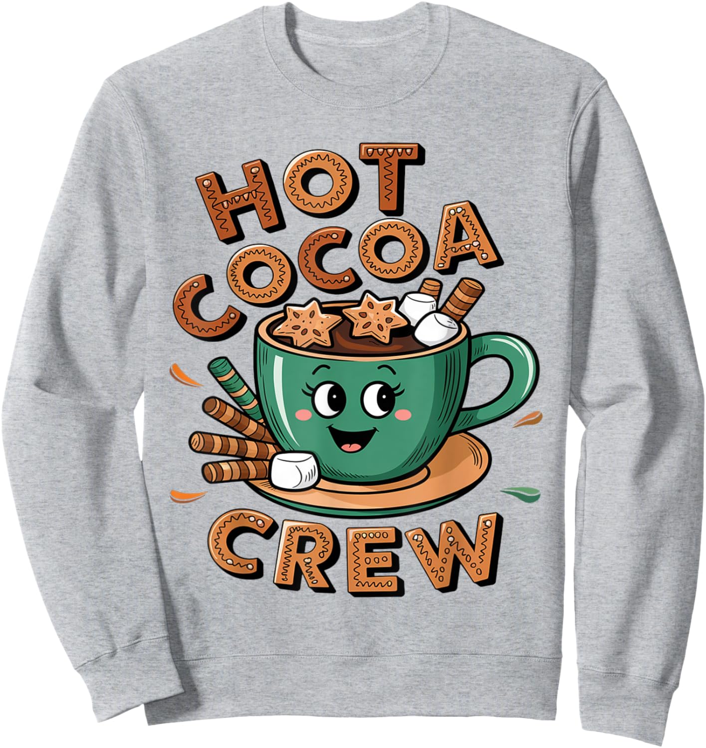 Hot Cocoa Crew Cozy Winter Holiday Team Xmas Matching Sweatshirt - Sweatshirt | Ash